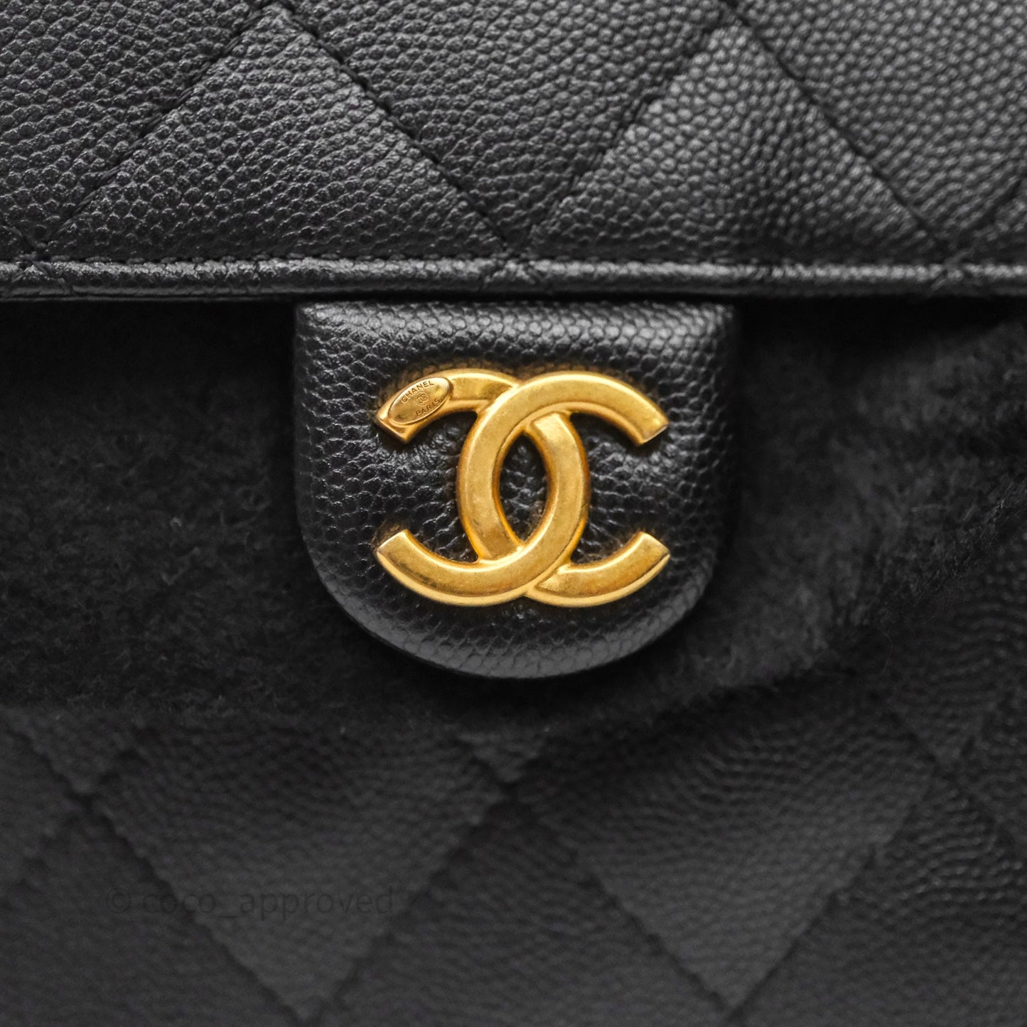 Chanel 25 Small Bag Black Caviar Aged Gold Hardware