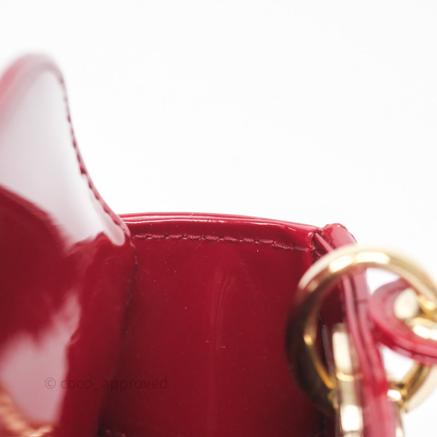 Christian Dior Mini Lady Dior Red Patent Cannage Gold Hardware