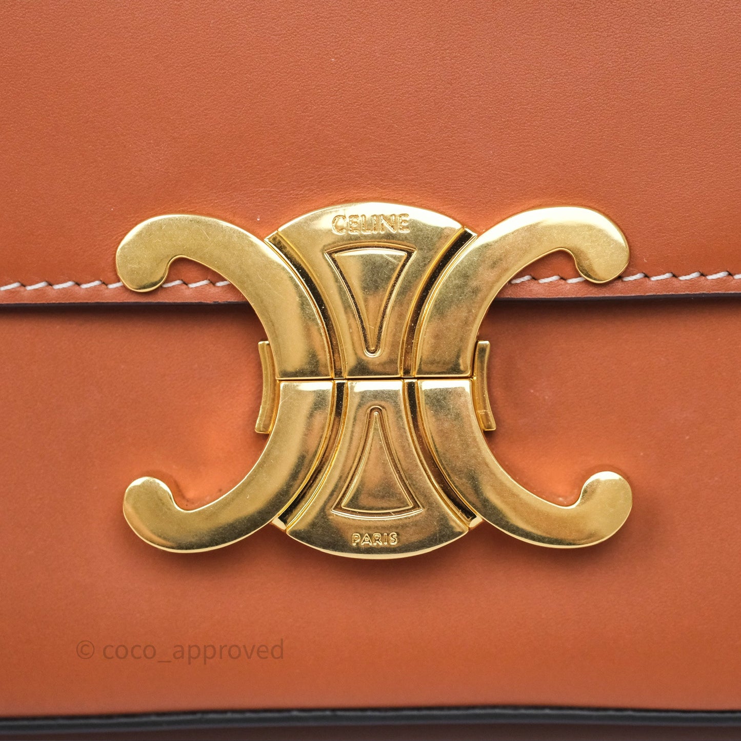 Celine Triomphe Shoulder Bag Tan Calfskin