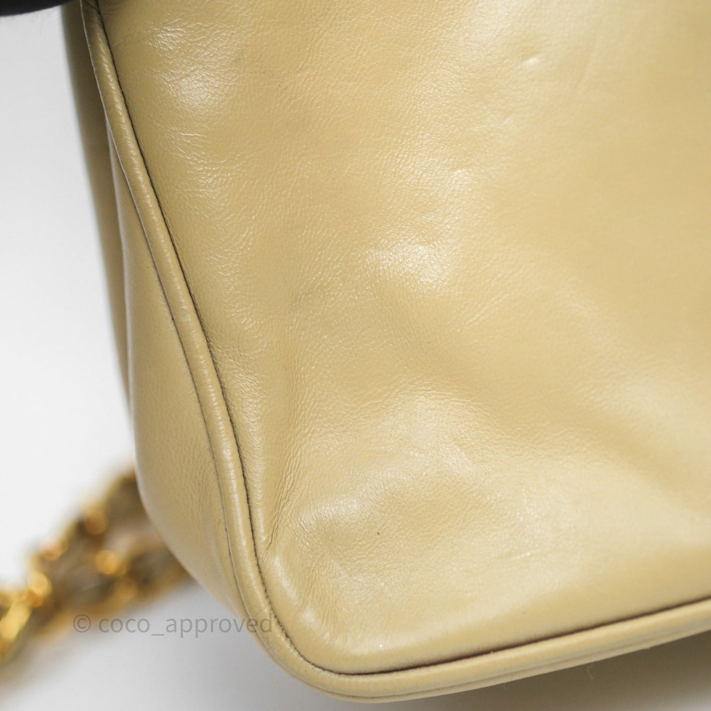 Chanel Vintage CC Flap Bag Beige Lambskin Gold Hardware