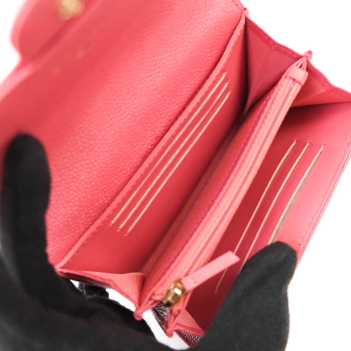 Chanel Classic Flap Wallet Pink Caviar Gold Hardware⁣ 18S