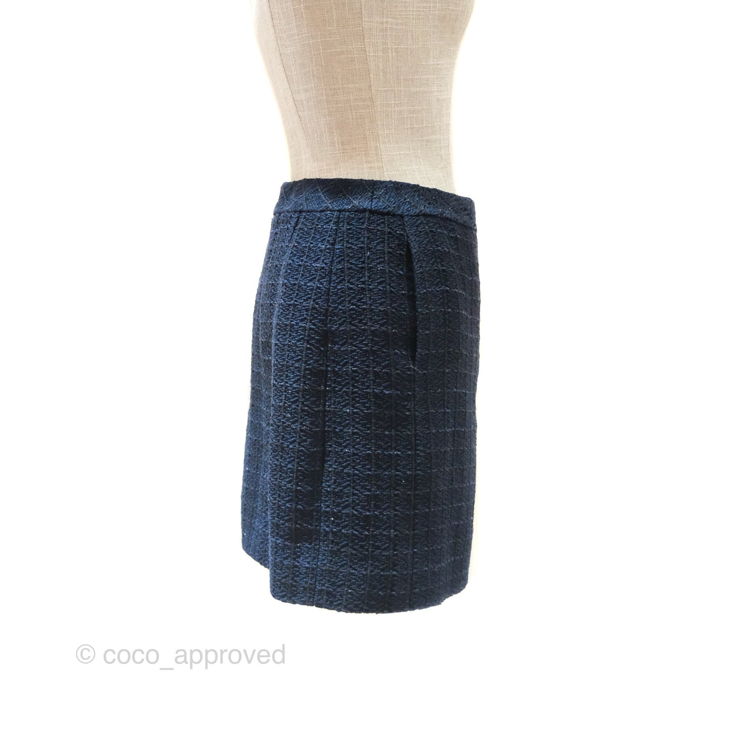 Chanel Tweed Skirt Navy Size 36