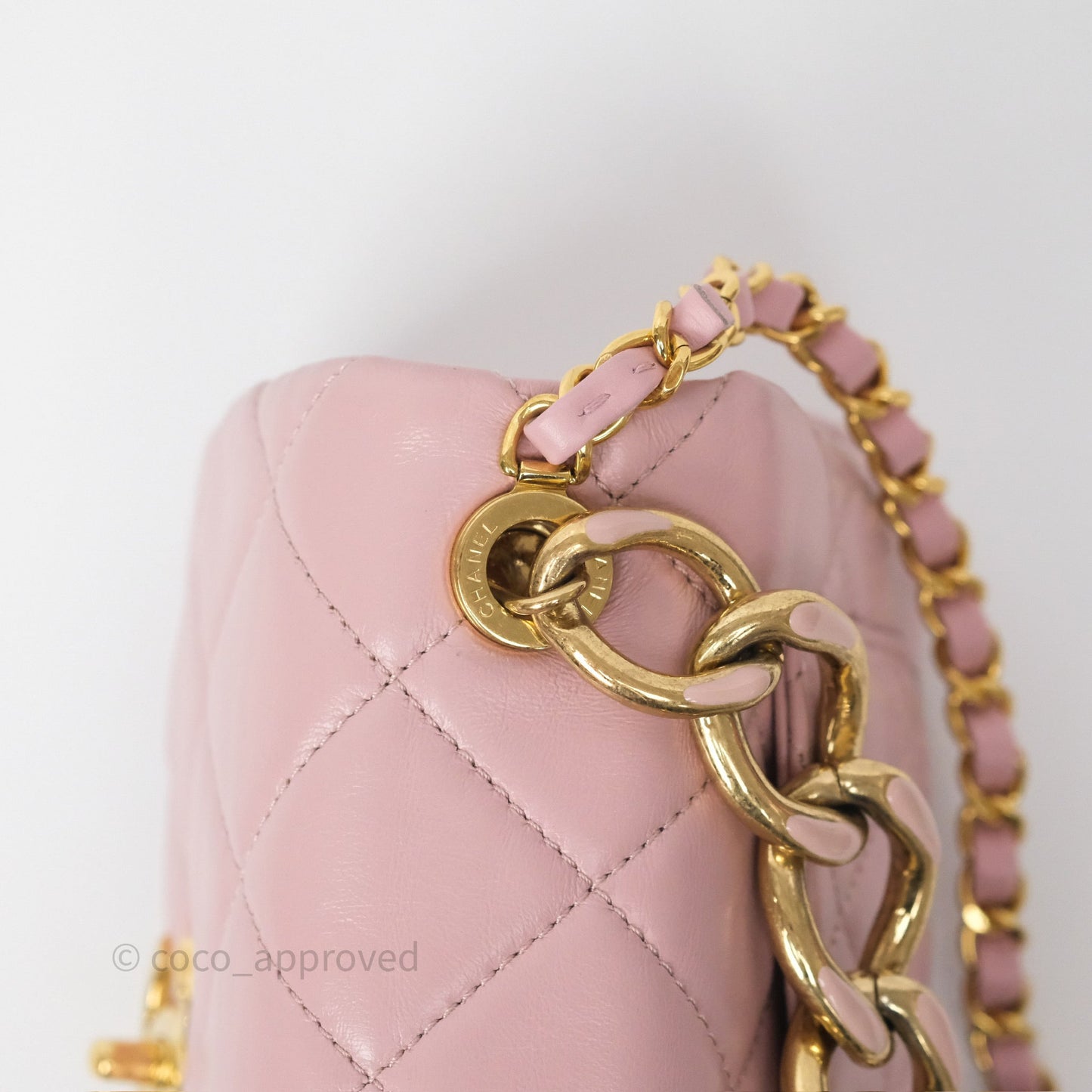 Chanel Mini Color Match Flap Quilted Pink Lambskin Aged Gold Hardware
