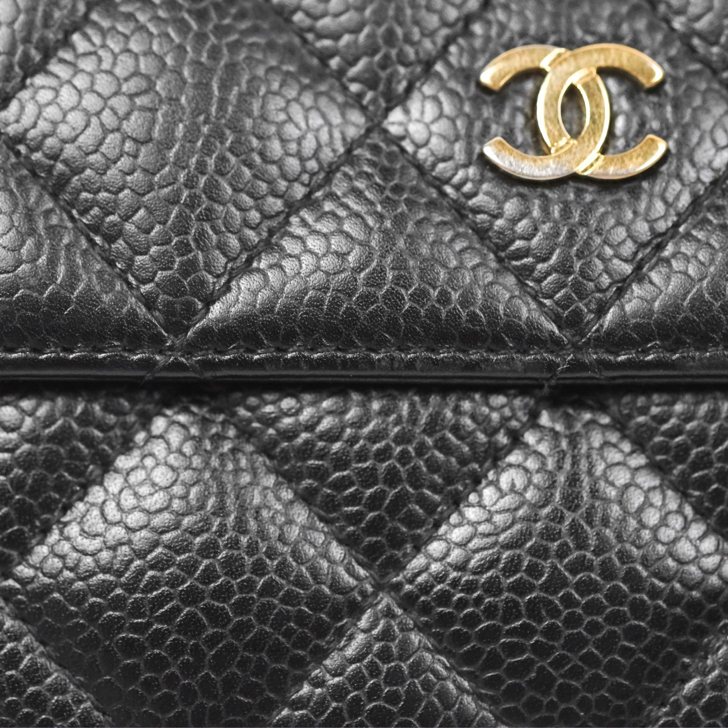 Chanel Quilted Short Flap Black Caviar Gold Hardware