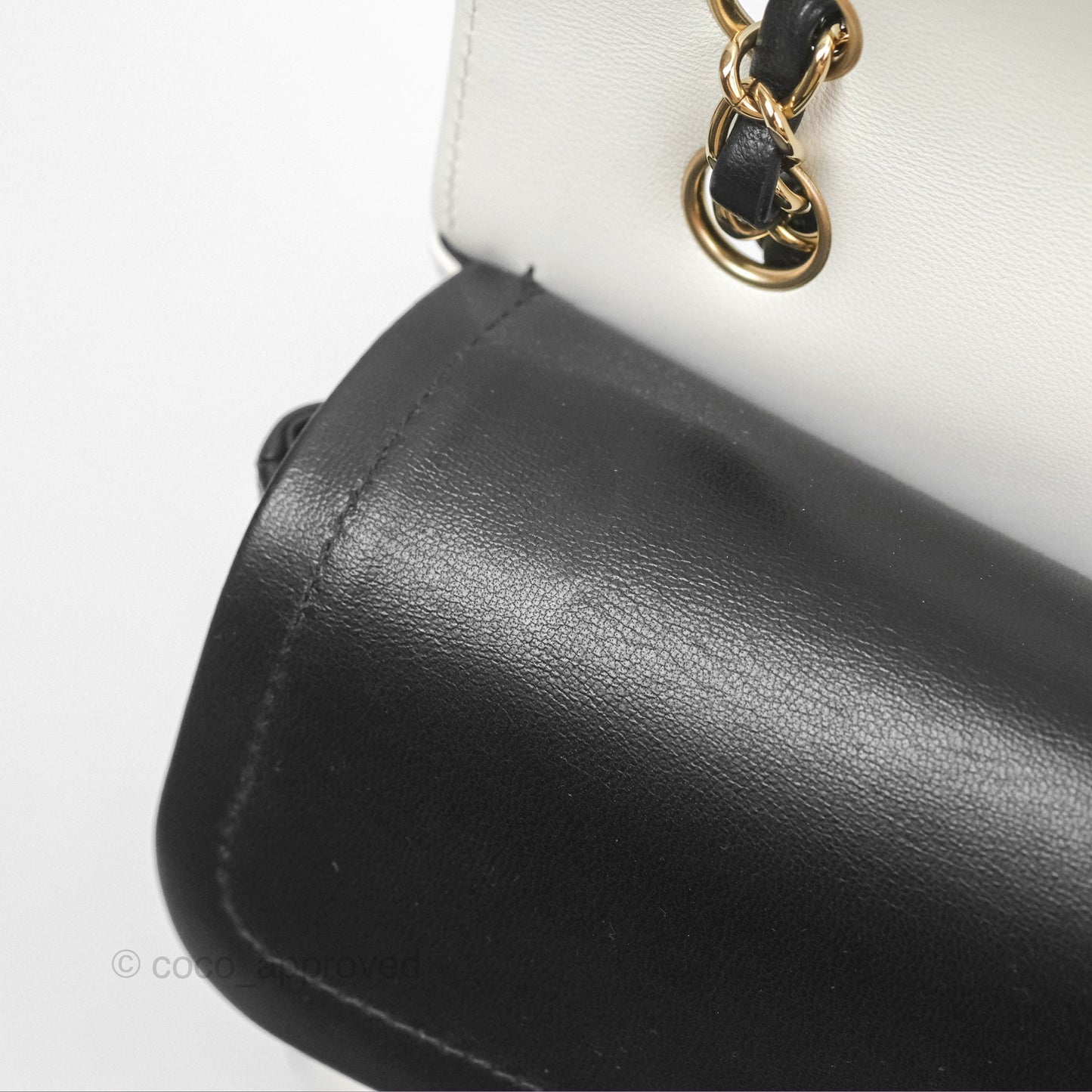 Chanel Medium Flap Black & White Lambskin Gold Hardware