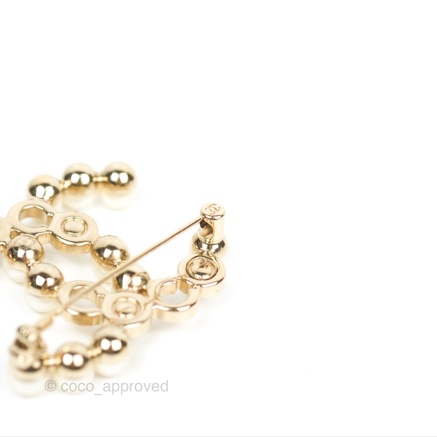 Chanel CC Coco Pearl Brooch Gold Tone 21P