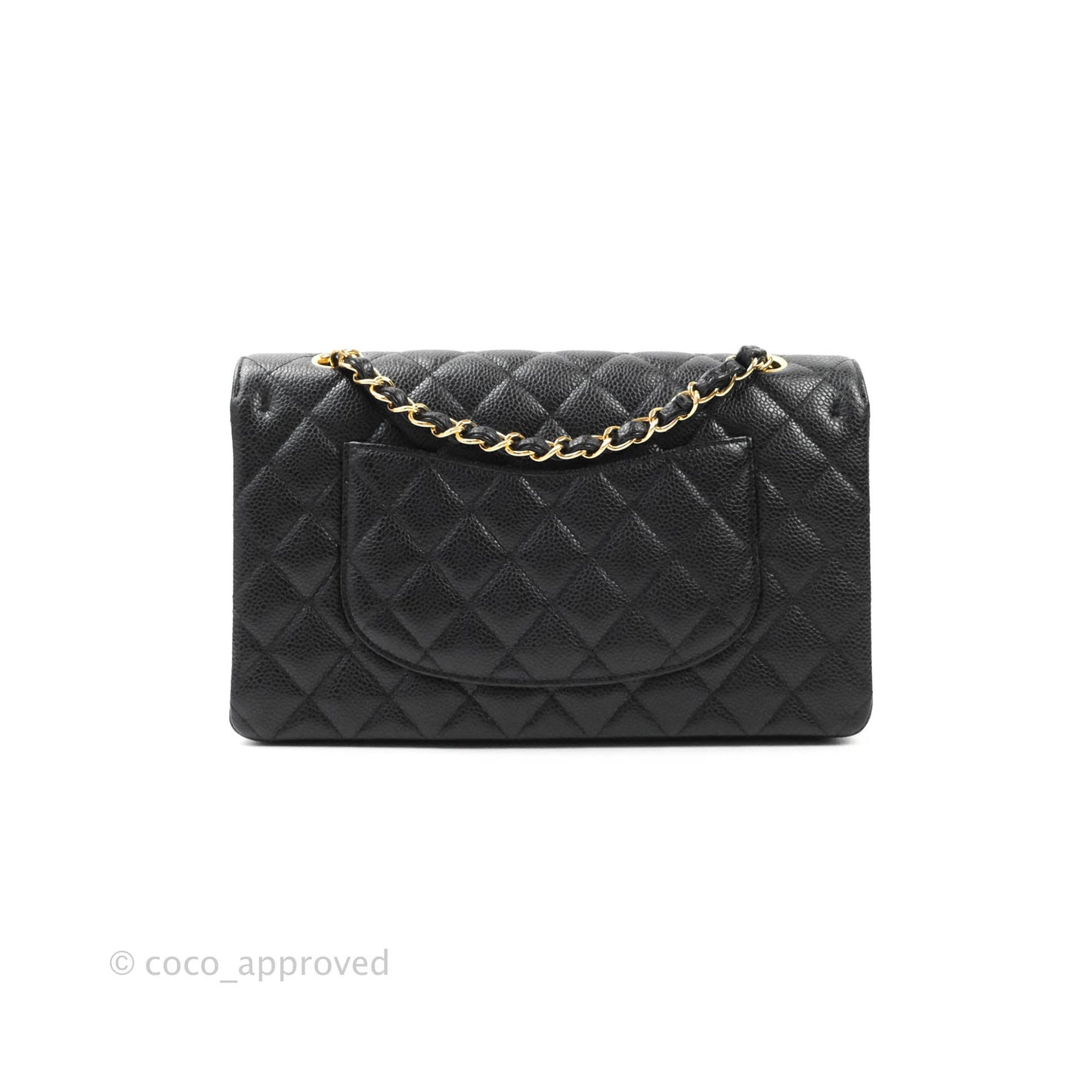 Chanel Quilted M/L Medium Double Flap Black Caviar Gold Hardware