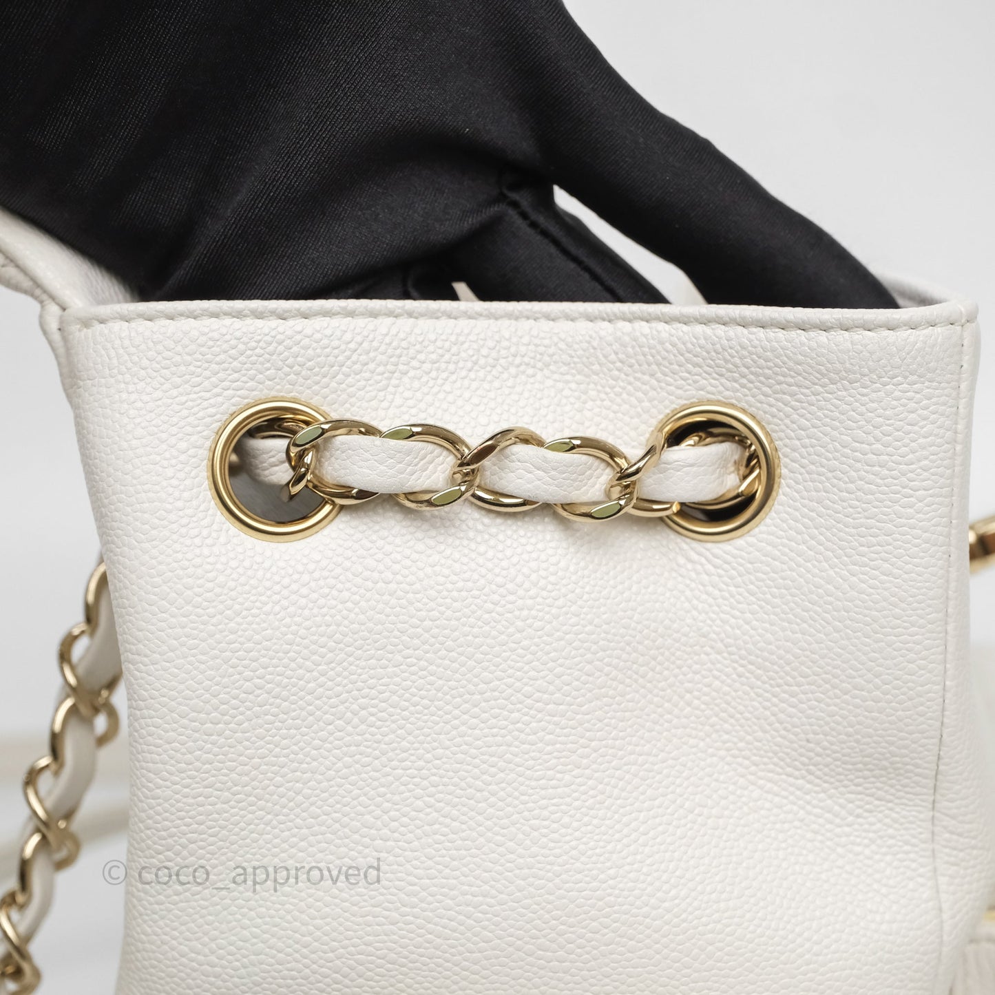 Chanel Duma Backpack White Caviar Gold Hardware 23K