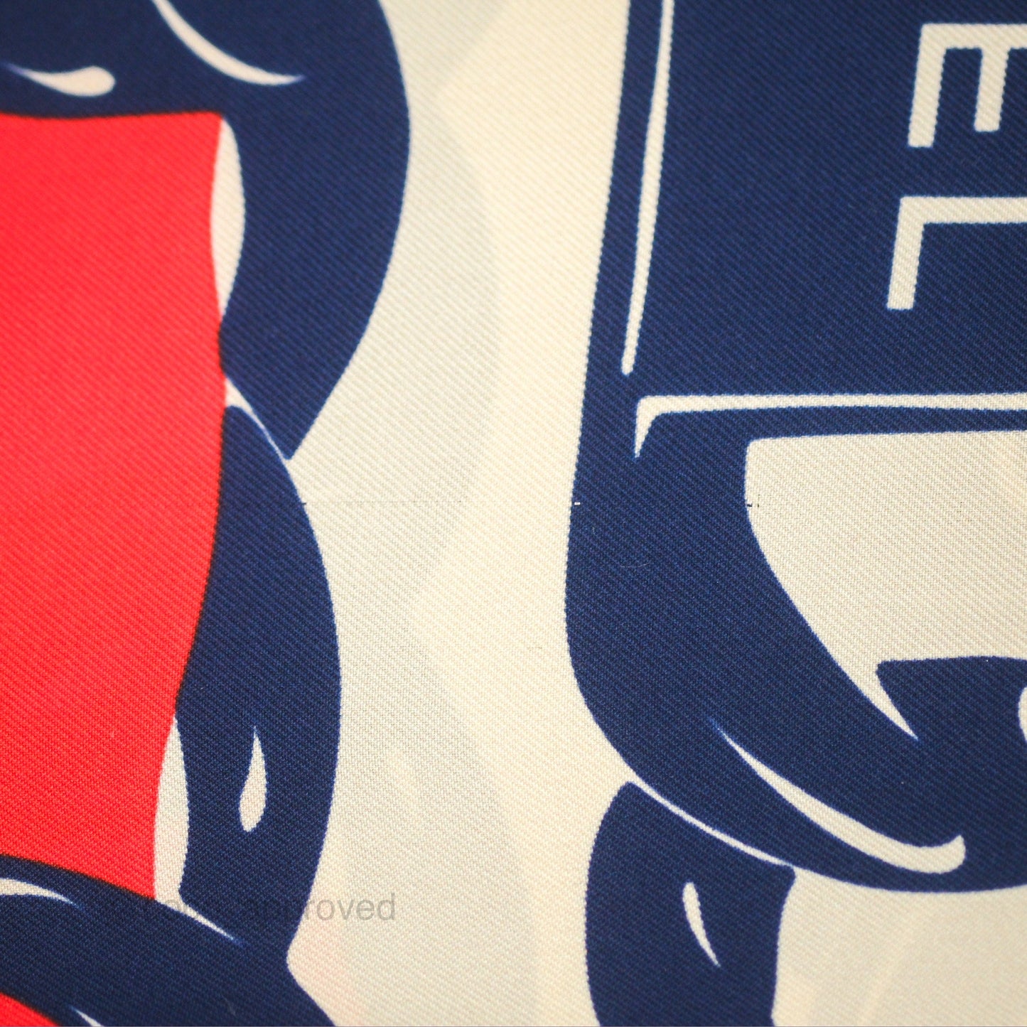 Chanel Square Silk Scarf Ivory/ Red/ Navy