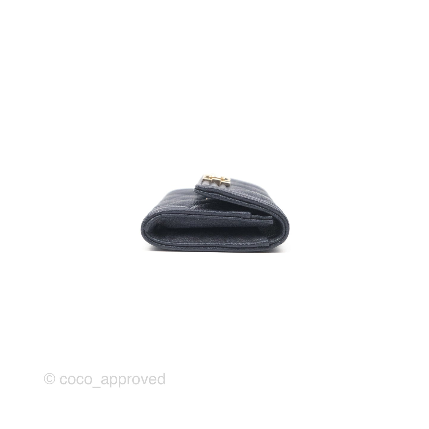 Chanel Quilted Boy Flap Card Holder Navy Caviar Gold Hardware