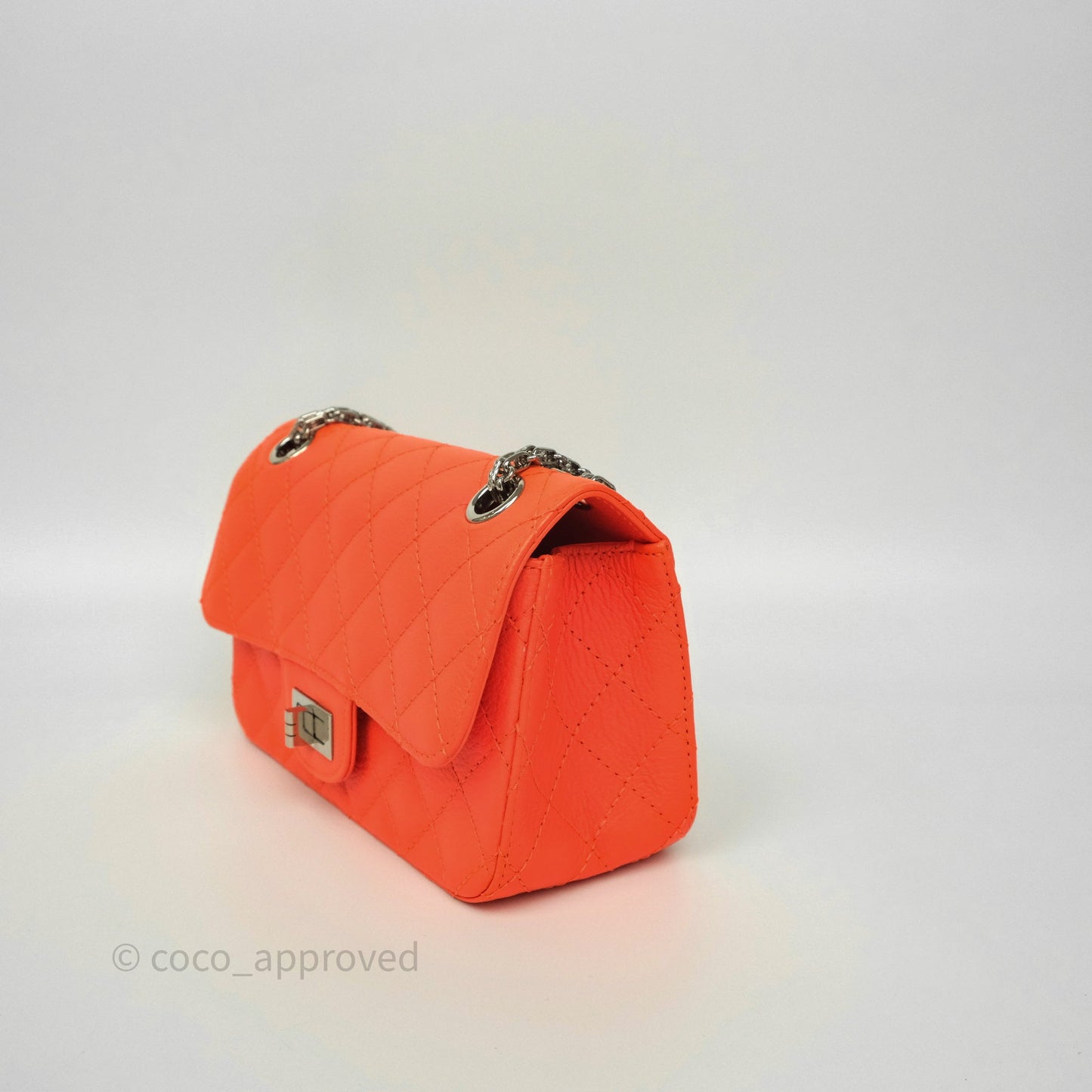 Chanel Mini Reissue 224 Tangerine Orange Goatskin Silver Hardware