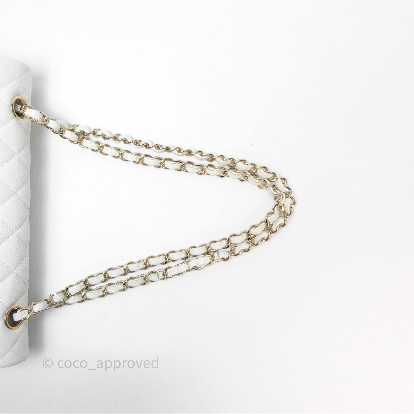 Chanel M/L Medium Classic Flap Quilted White Caviar Gold Hardware