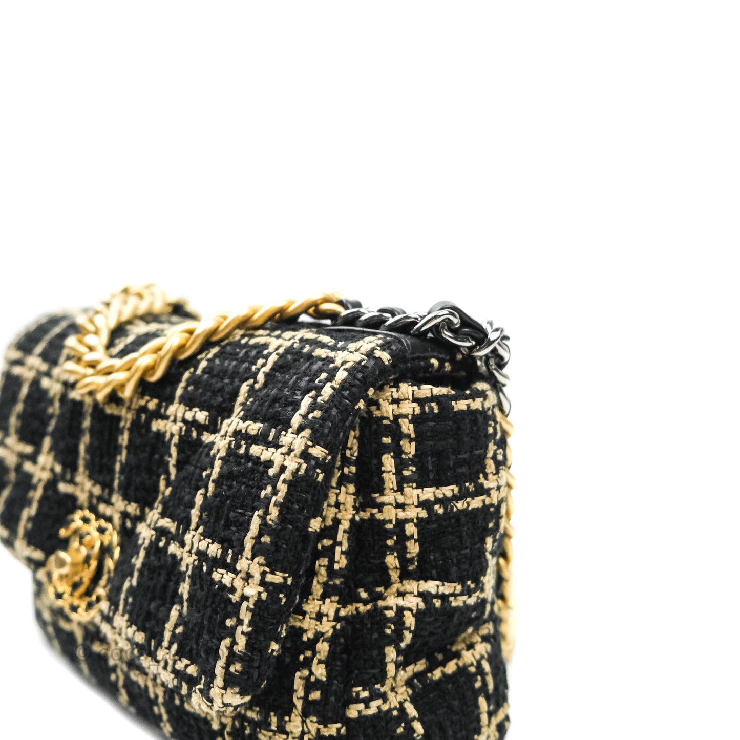 Chanel 19 Small Tweed Black Beige Mixed Hardware