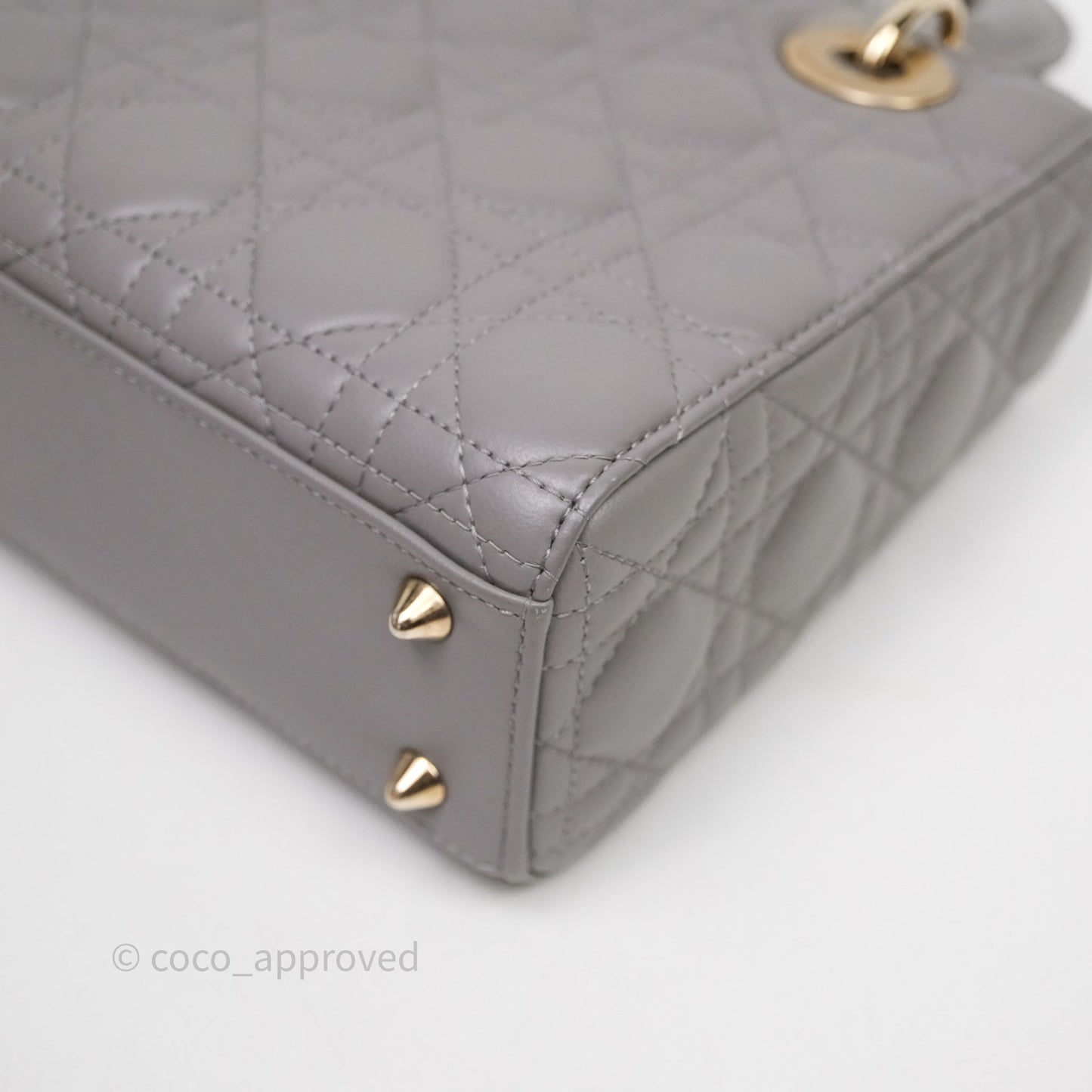 Christian Dior Small Lady Dior Grey Lambskin Gold Hardware
