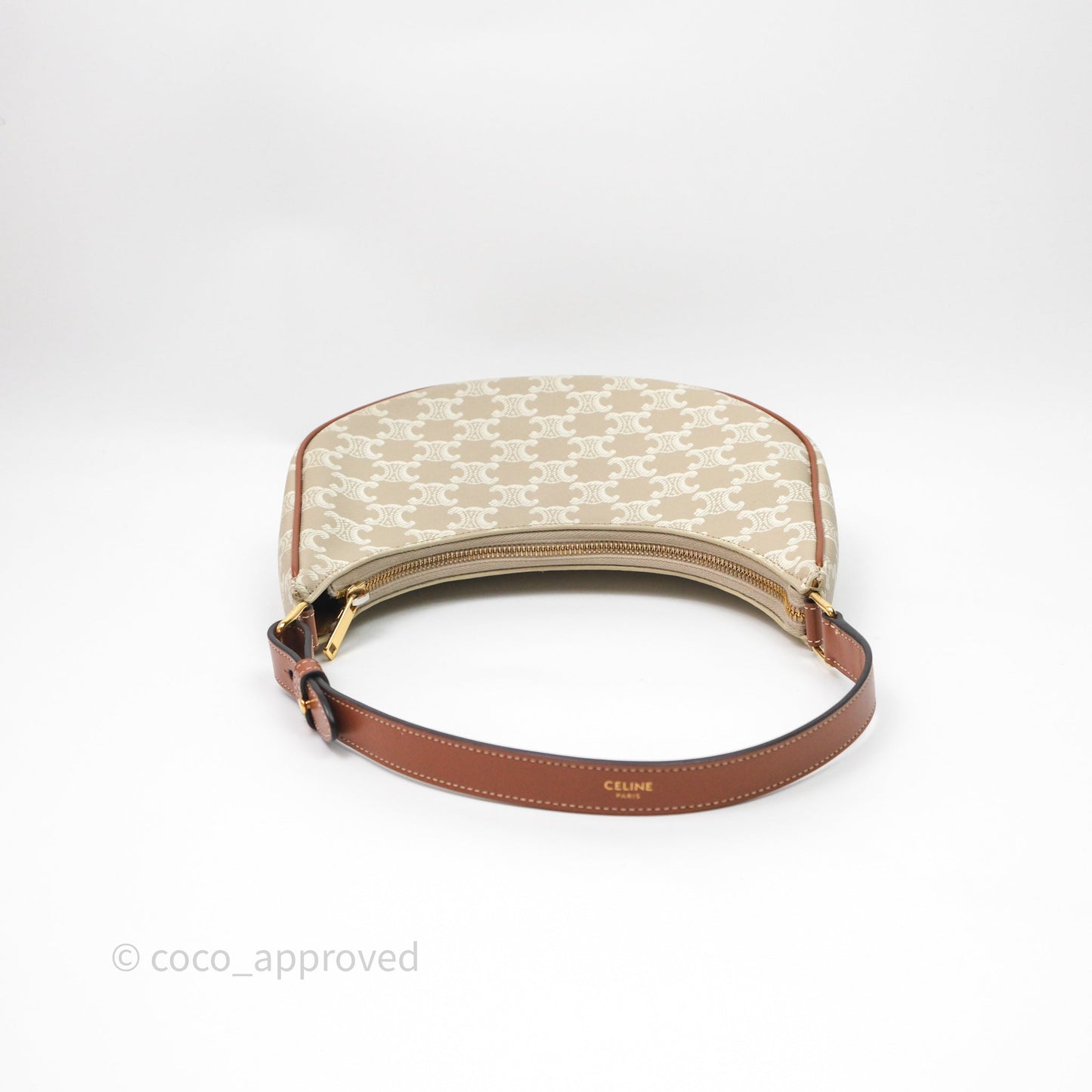 Celine Ava Bag In Triomphe Canvas Calfskin Grege