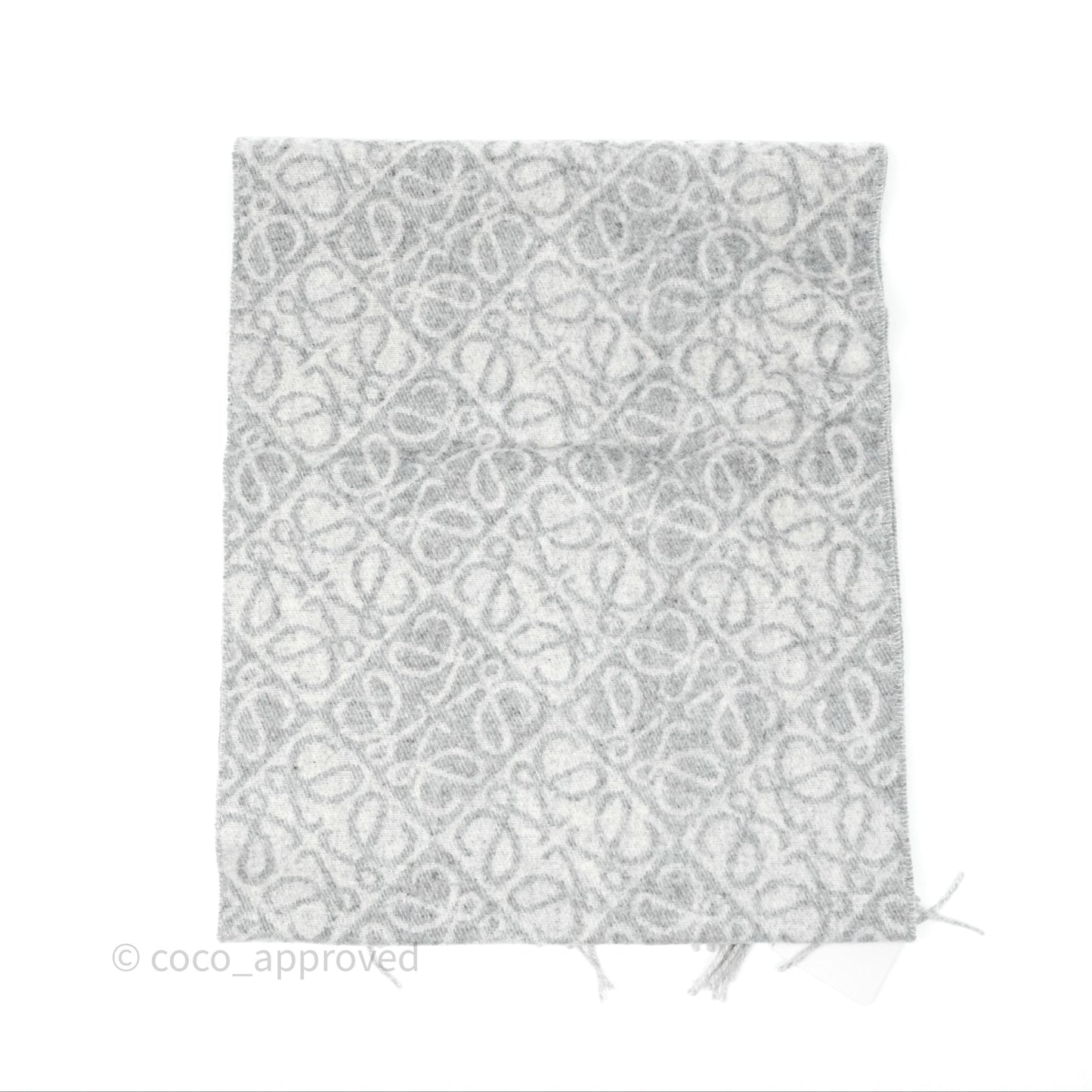 Loewe Anagram Wool Cashmere Scarf Light Grey