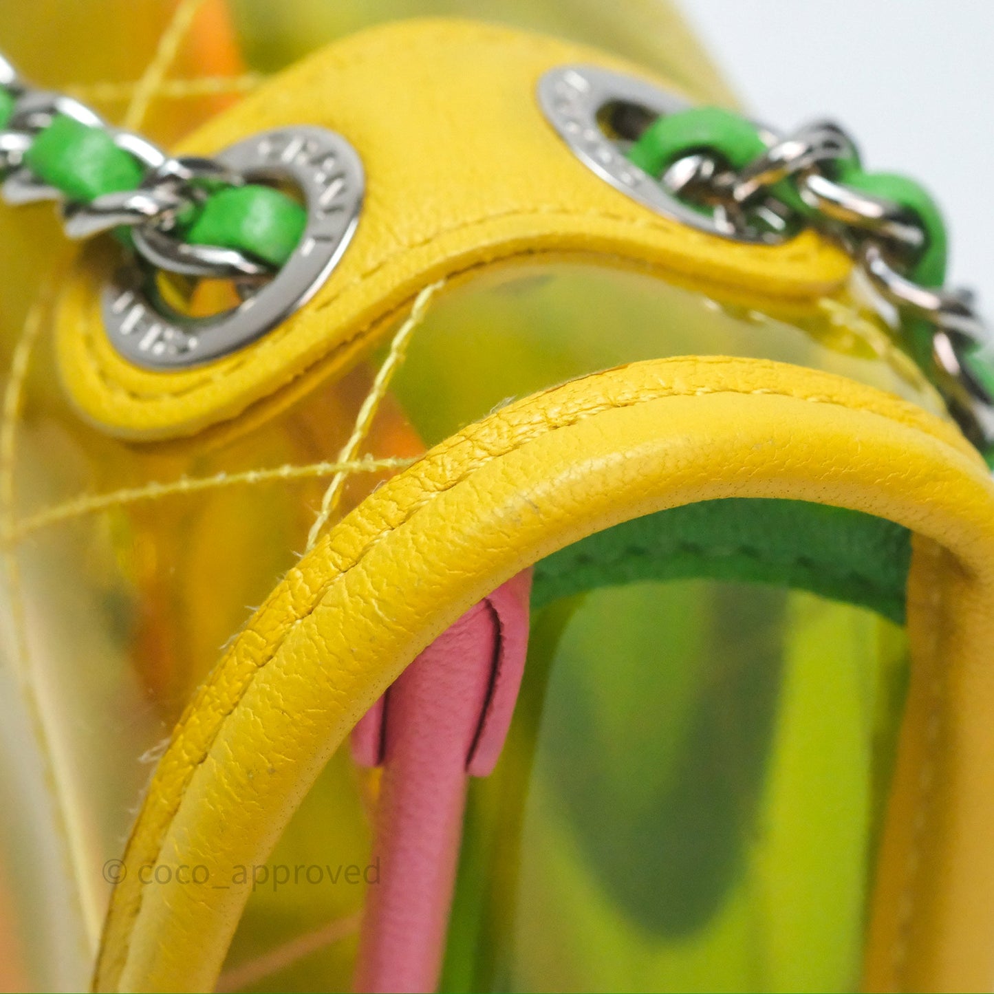 Chanel Mini Coco Splash Flap Bag PVC Lambskin Pink/Yellow/Green Silver Hardware