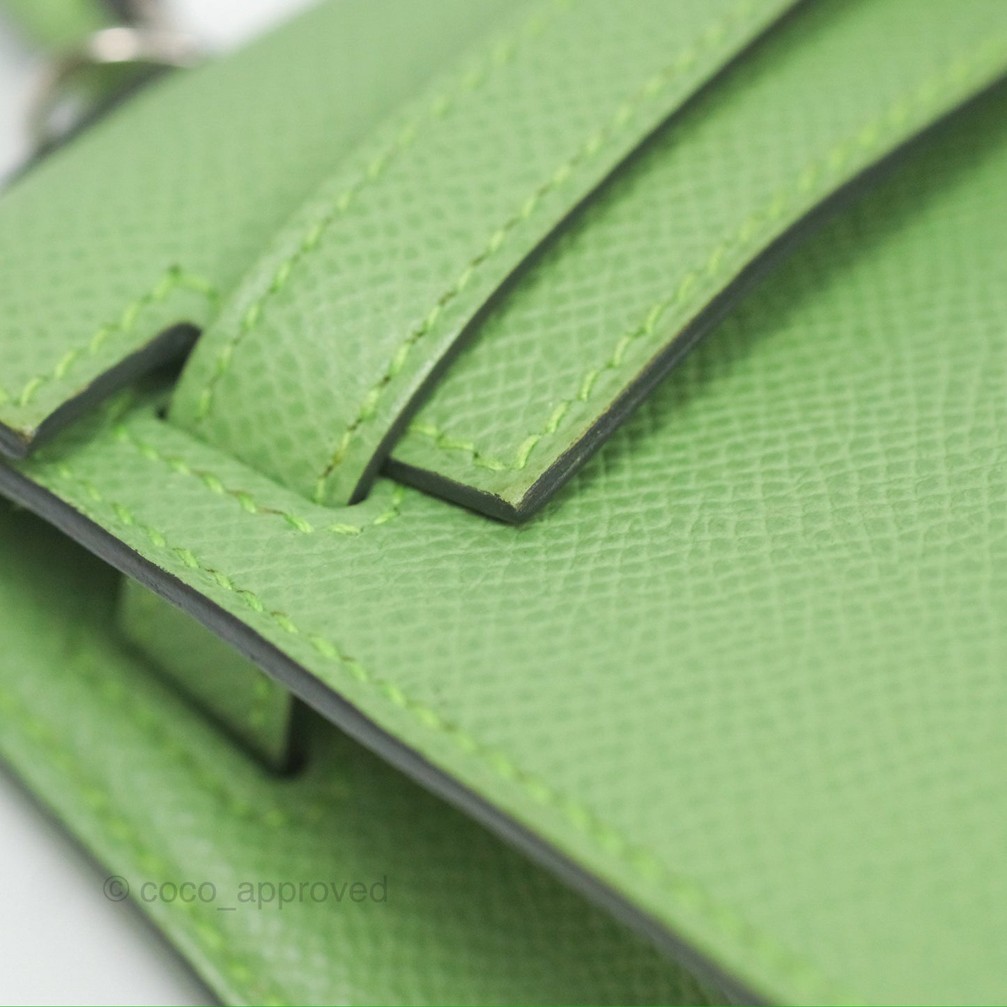 Hermès Mini Kelly II Vert Criquet Epsom Palladium Hardware