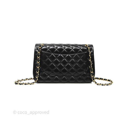 Chanel Jumbo Double Flap Quilted Black Lambskin Gold Hardware⁣⁣