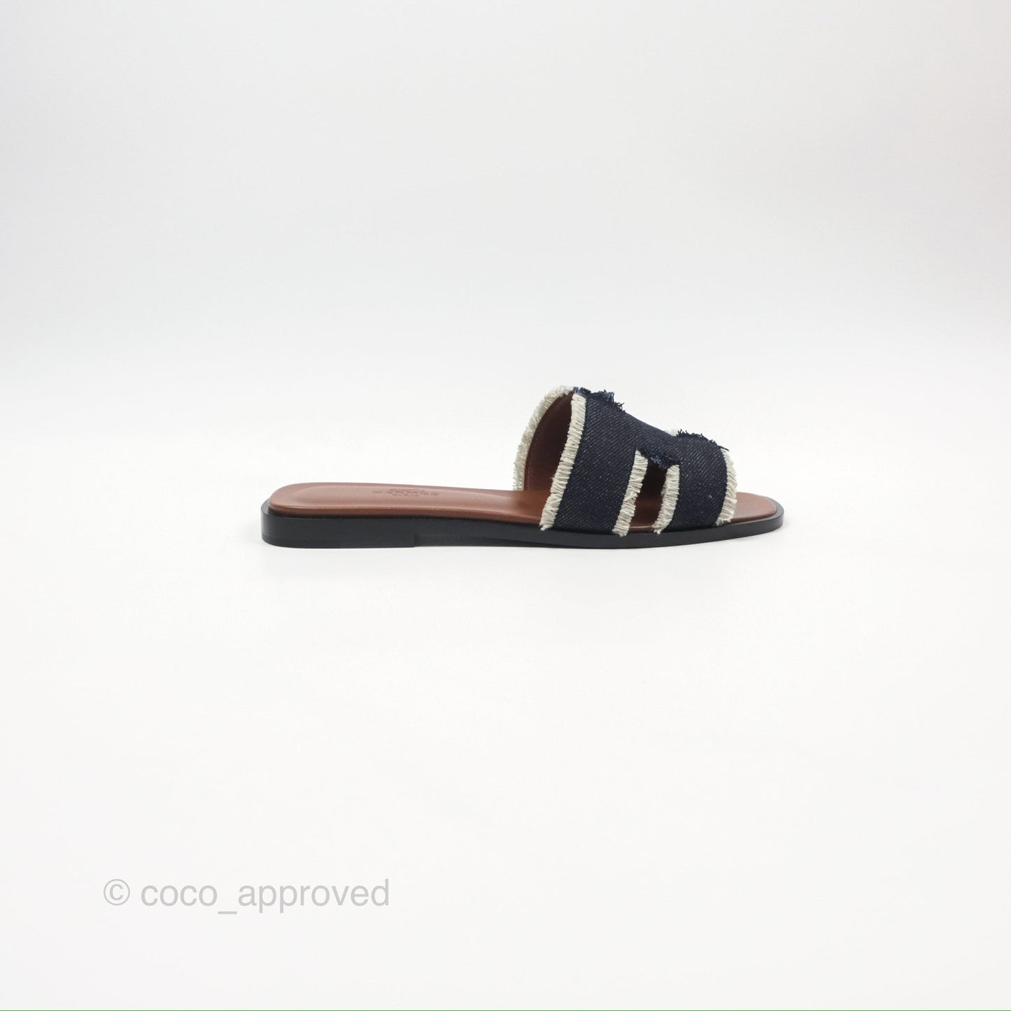 Hermès Oran Sandals in Black Denim Size 37