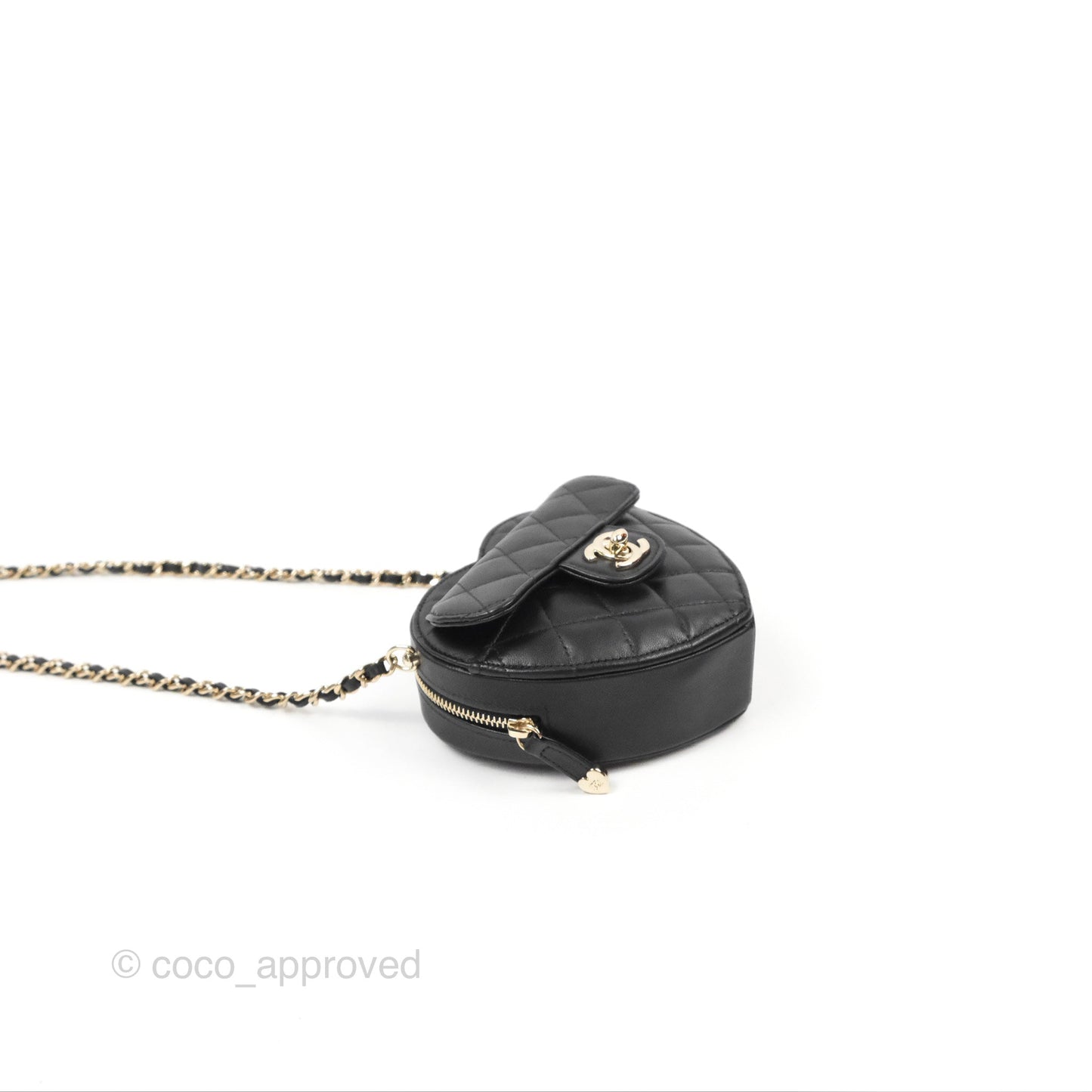 Chanel Small Heart Bag Black Lambskin Gold Hardware 22S