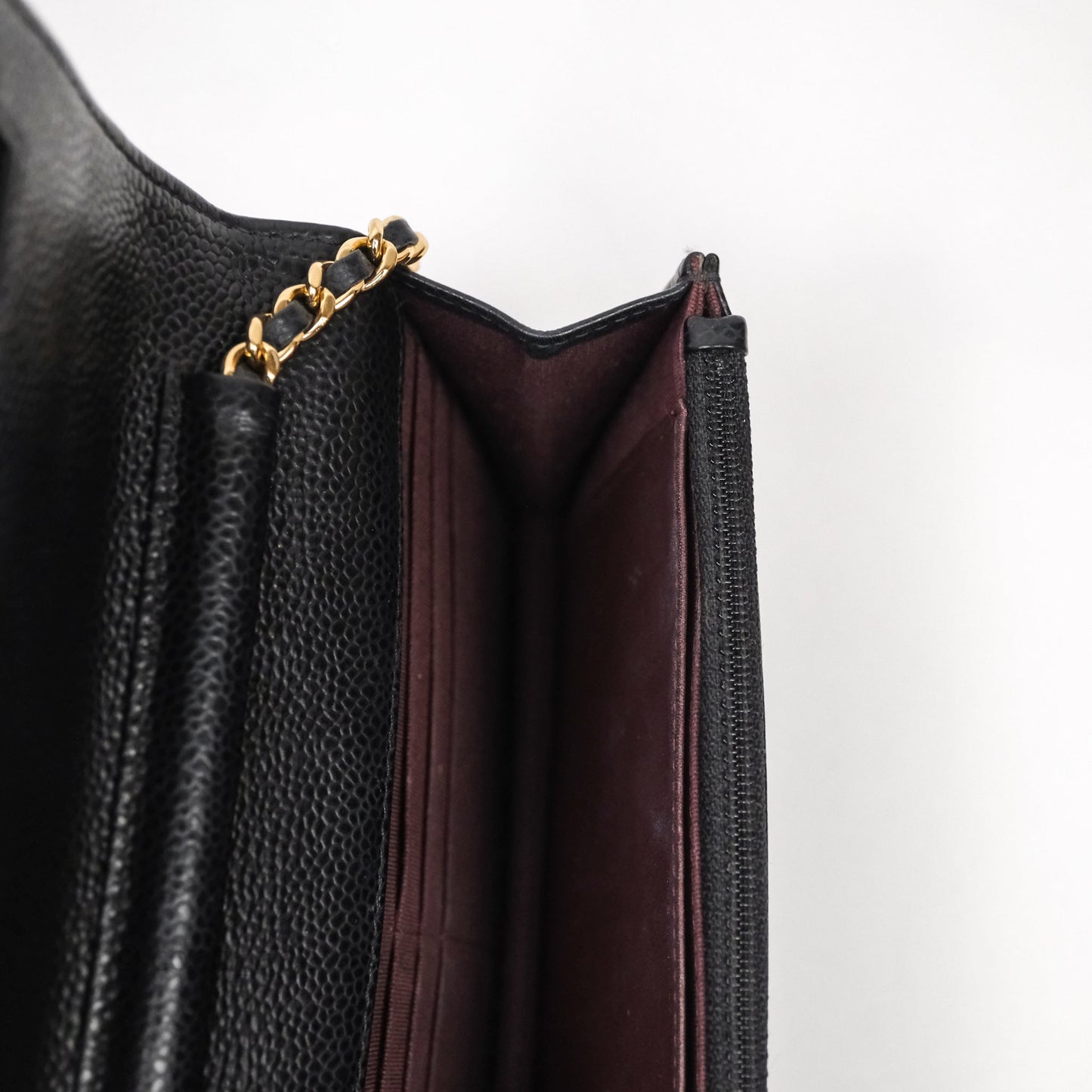 Chanel Classic Wallet On Chain WOC Quilted Black Caviar Gold Hardware