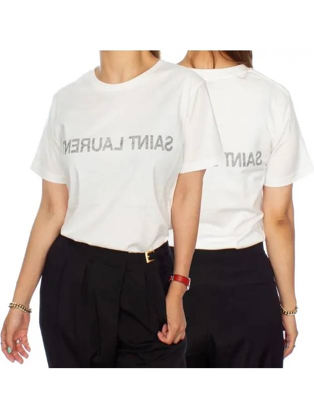 Luxury Saint Laurent Reverse Short Sleeve T-Shirt Nature Et Noir