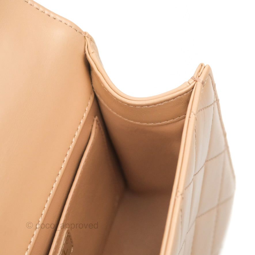 Chanel Quilted Perfect Fit Adjustable Beige Calfskin Gold Hardware 21A