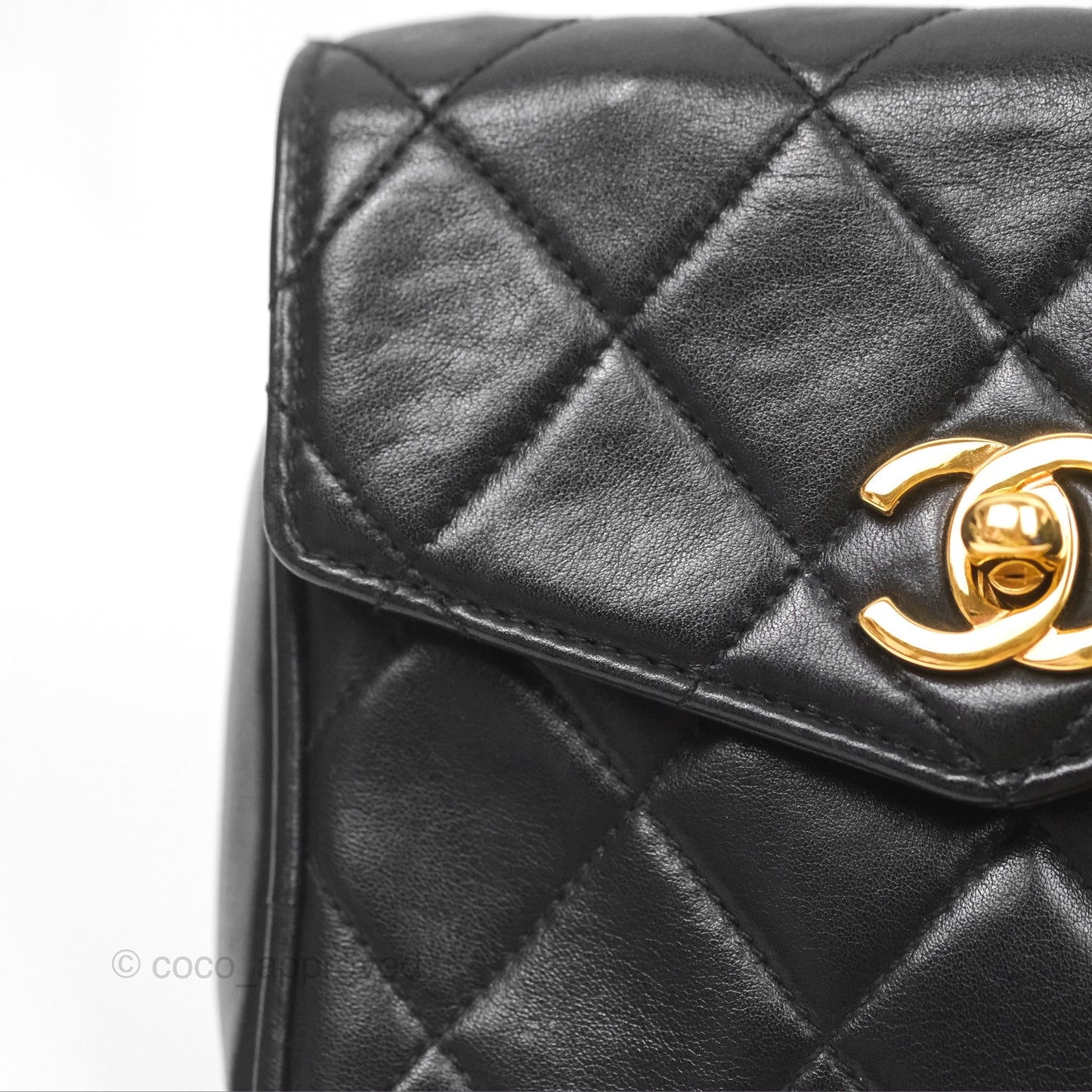 Chanel Vintage Belt Bag Quilted Black Lambskin 24K Gold Hardware
