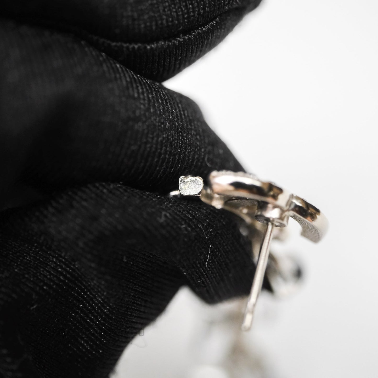 Chanel CC Black Resin Crystals Drop Earrings Silver Tone 19B