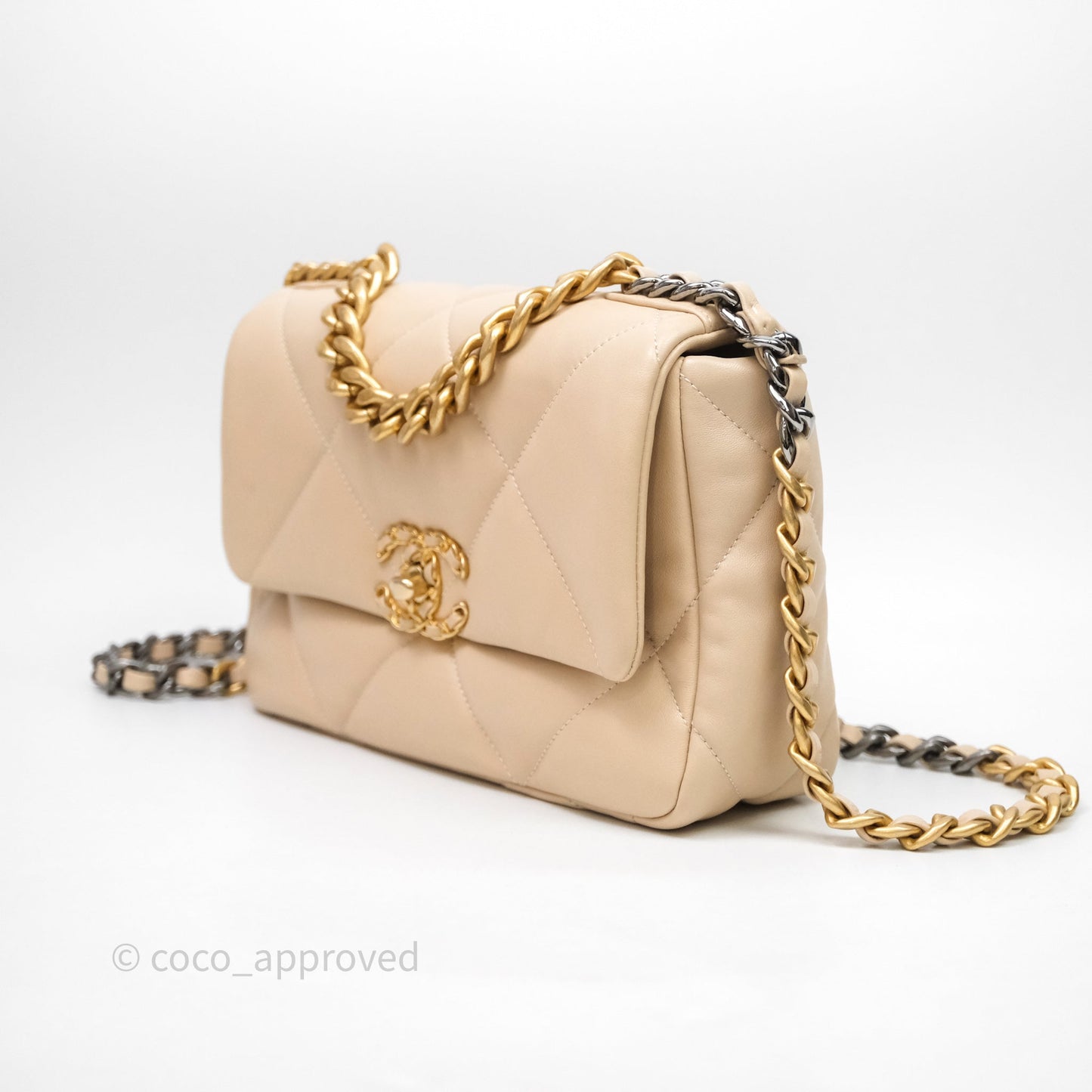 Chanel 19 Small Beige Lambskin Mixed Hardware