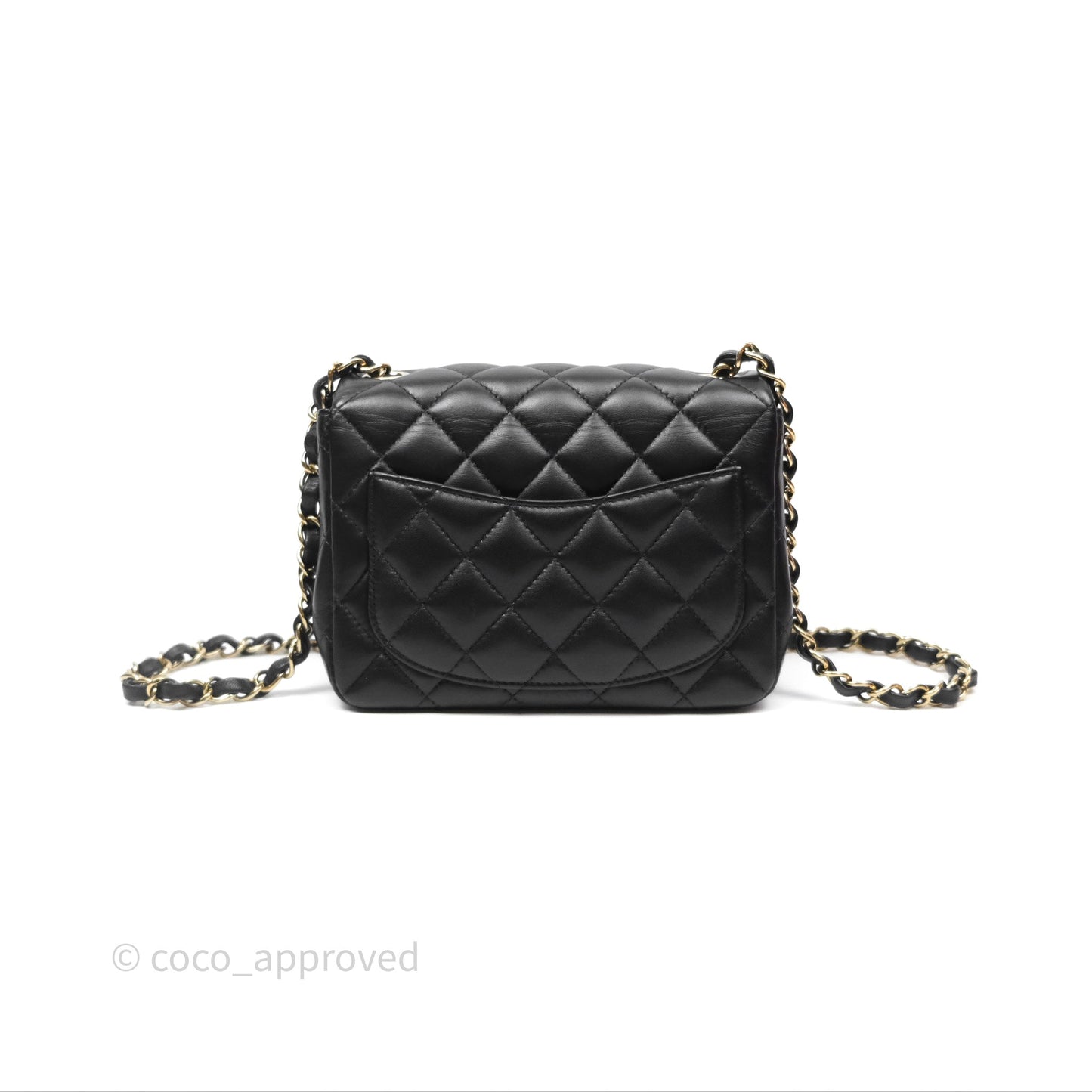 Chanel Mini Square Flap Quilted Black Lambskin Gold Hardware