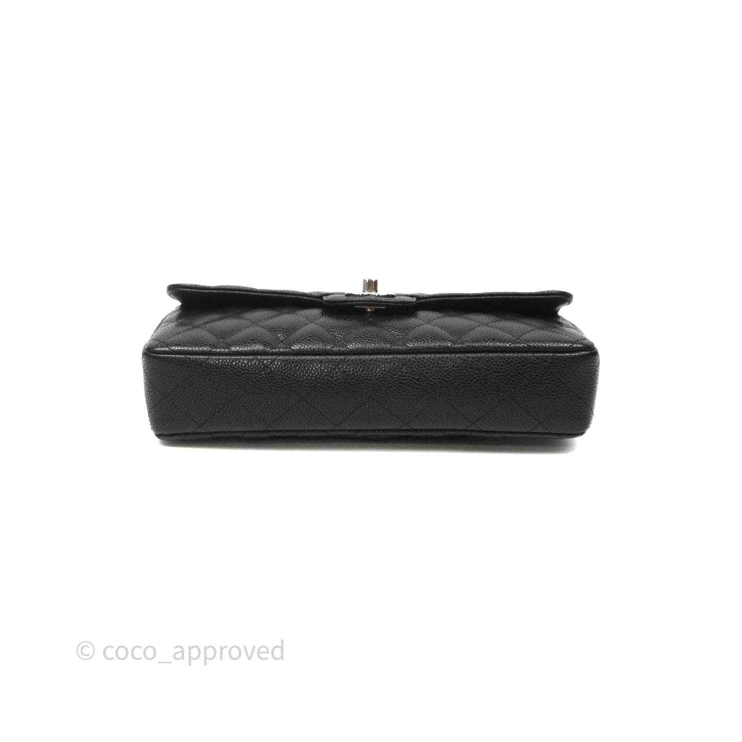 Chanel East West Flap Bag Black Caviar Silver Hardware