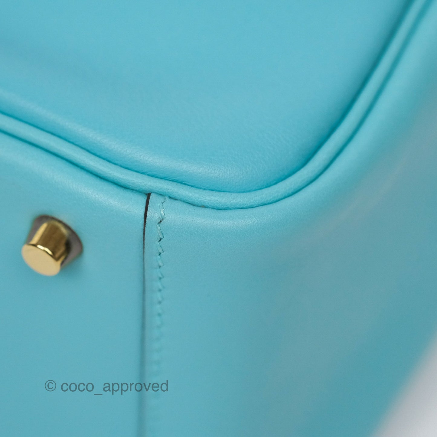 Hermès Mini Lindy 20 Bleu Atoll 3P Swift Gold Hardware