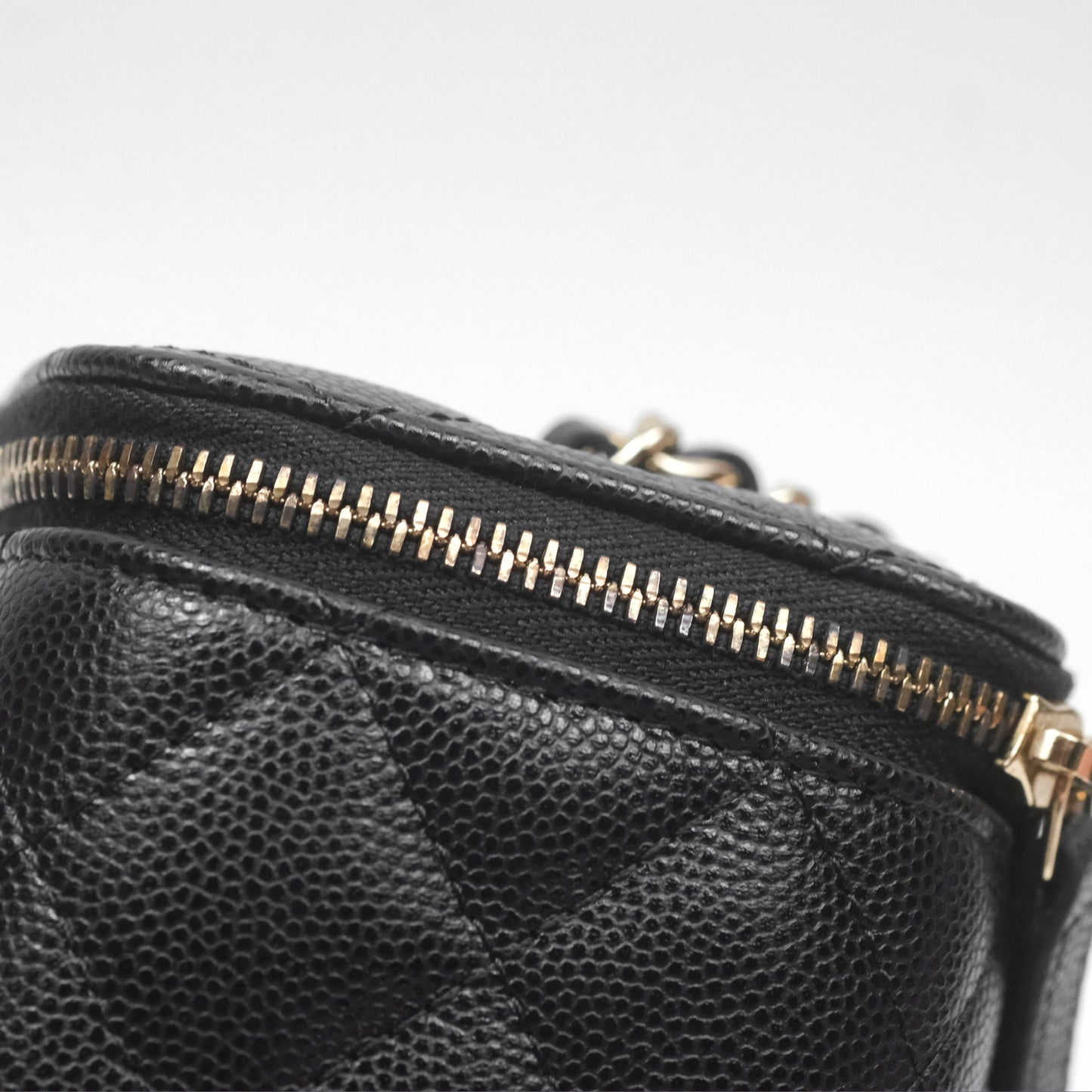 Chanel Vanity Rectangular With Chain Black Caviar Gold Hardware