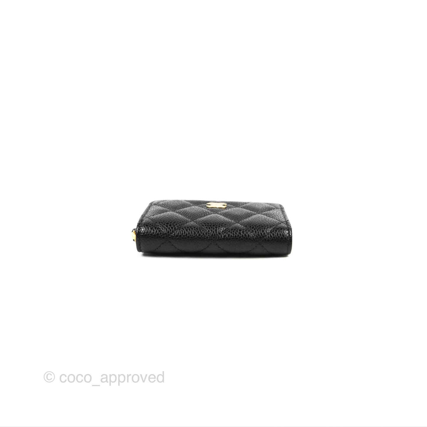 Chanel Classic Quilted Zipped Coin Purse Black Caviar Gold Hardware