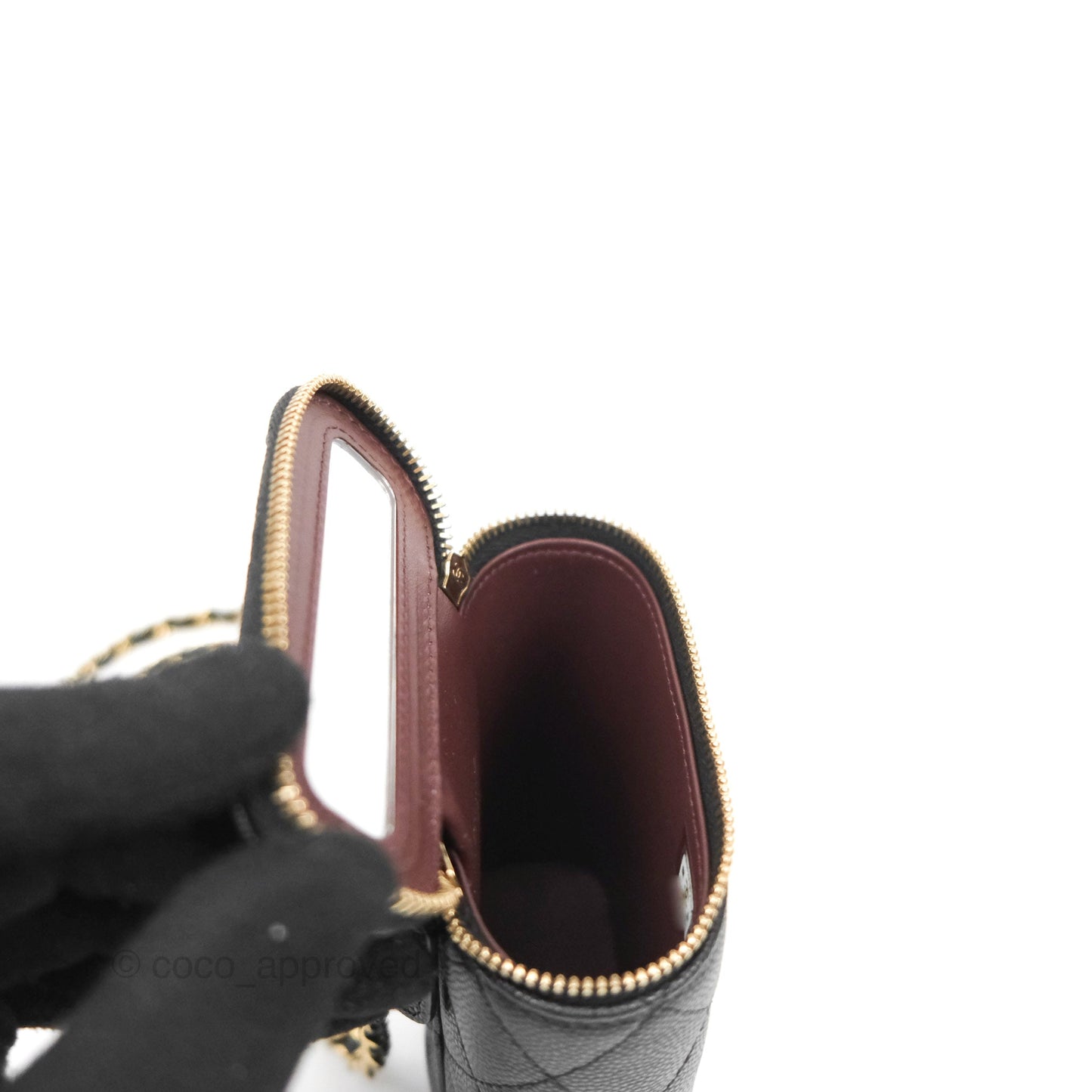 Chanel Classic Mini Vanity With Chain Black Caviar Gold Hardware