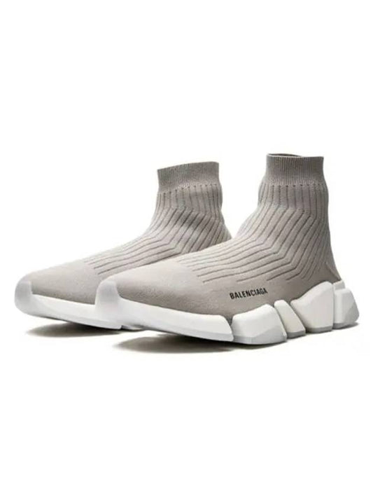 Luxury Balenciaga Speed 2.0 Knit High Top Sneakers Grey