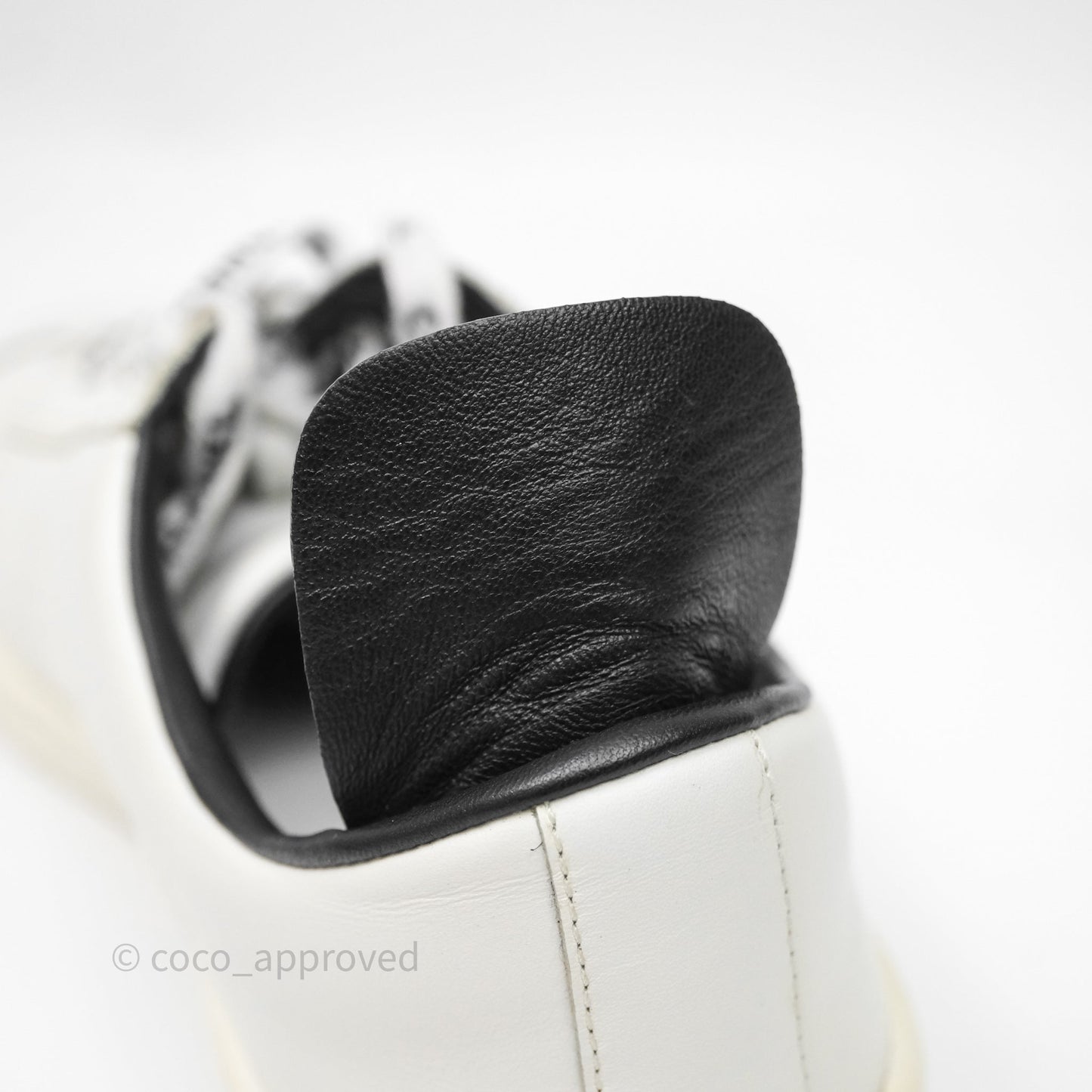 Chanel Logo Pull Tab Lace-up Sneakers White & Black Size 37.5
