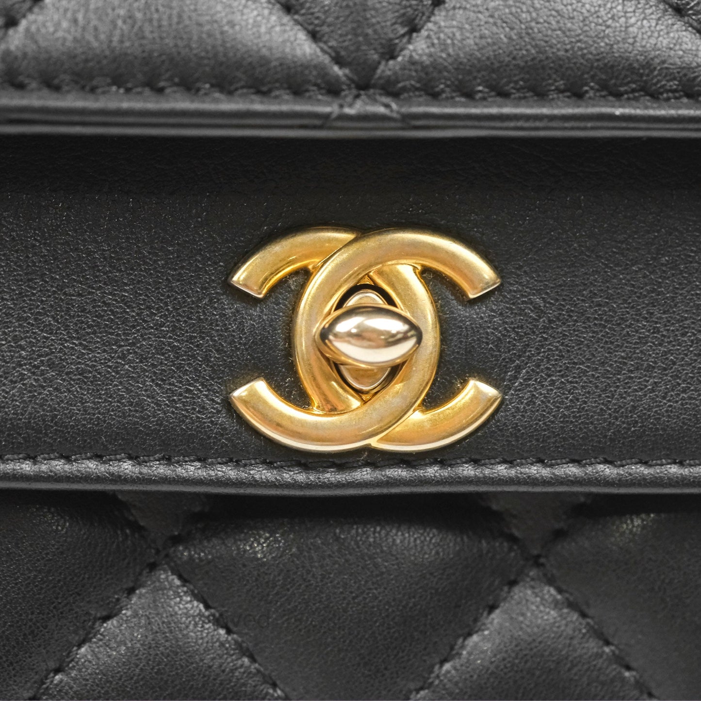 Chanel Triple Flap Bag Quilted Black Calfskin Aged Gold Hardware