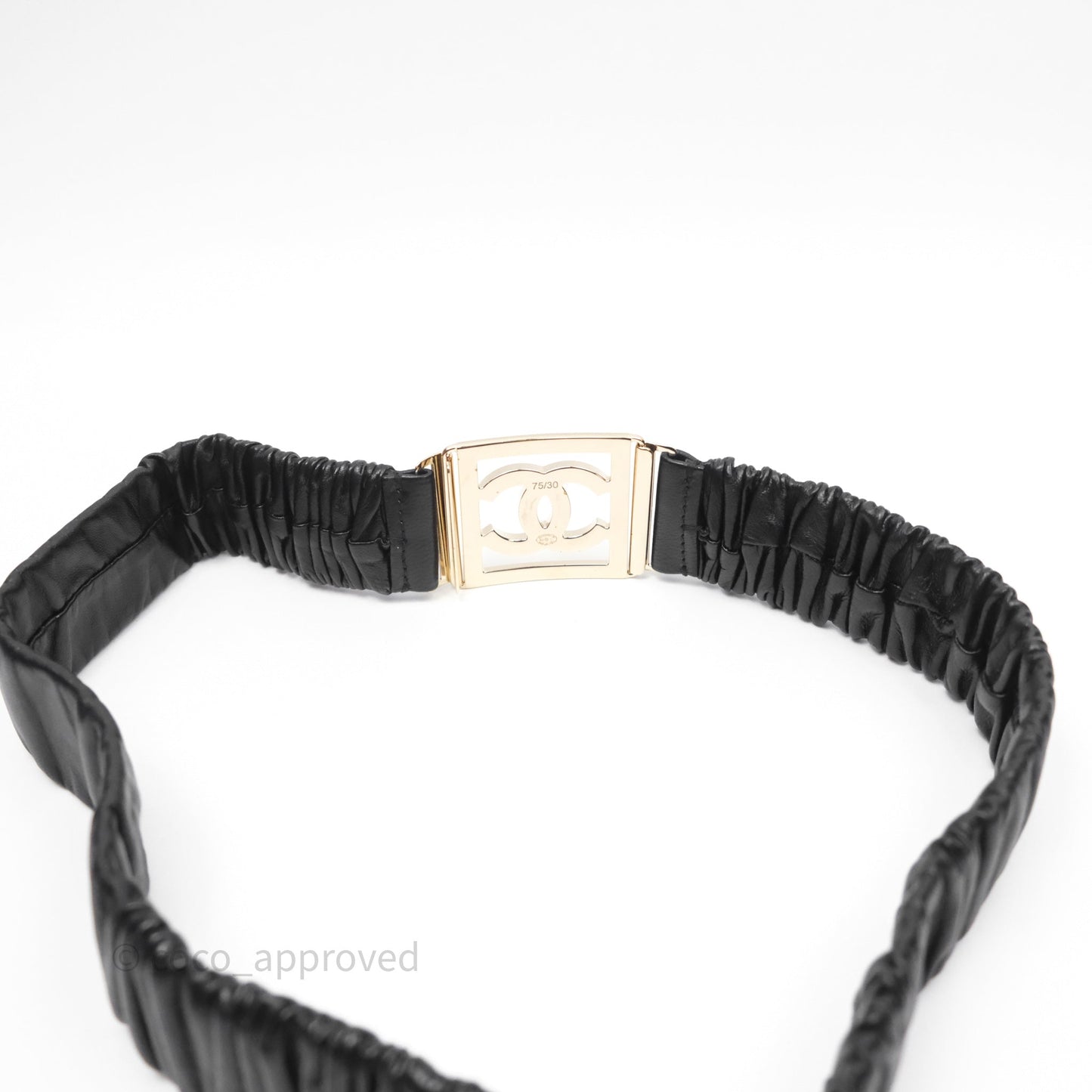 Chanel Square CC Belt Black Gold Hardware Size 75 23C