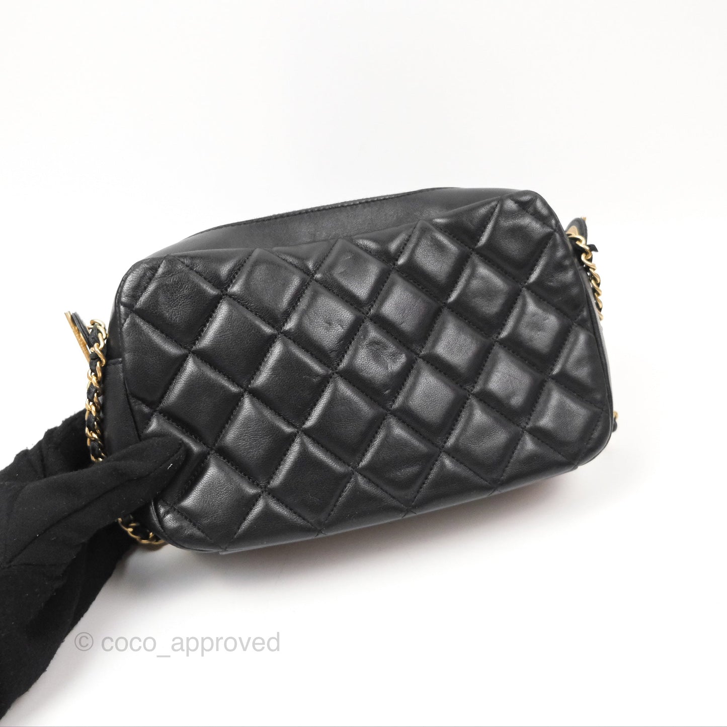 Chanel Small CC Camera Bag Quilted Black Lambskin Gold Hardware