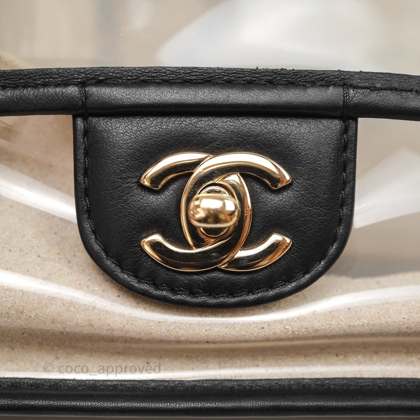 Chanel Medium Sand By The Sea PVC Flap Black Lambskin Gold Hardware