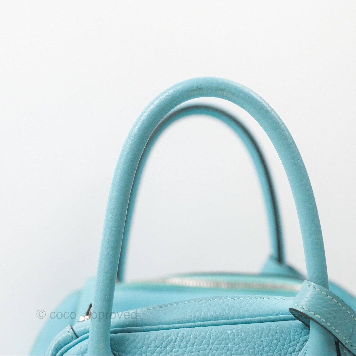 Hermès Lindy 30 Bleu Atoll Clemence Palladium Hardware
