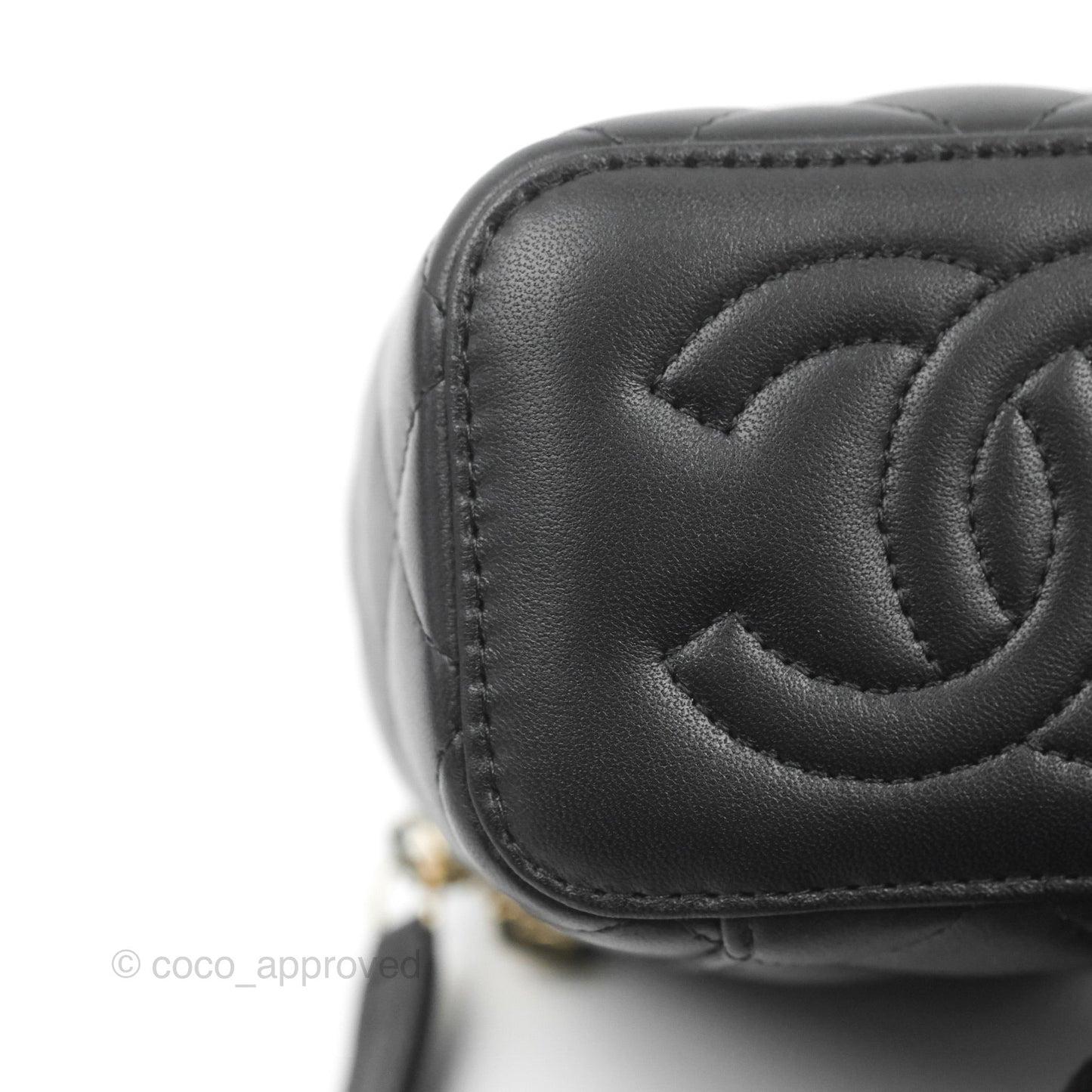 Chanel Mini Ball Crush Vanity With Chain Black Lambskin Gold Hardware