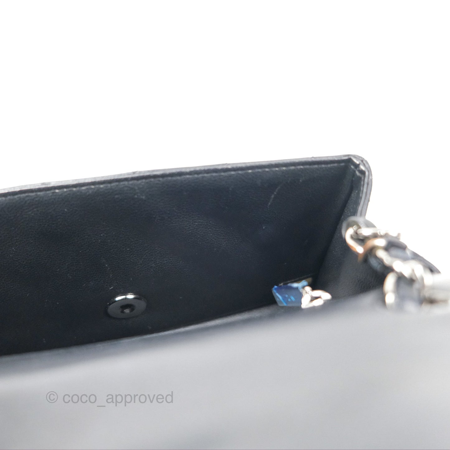 Chanel Quilted Mini Rectangular Flap Black Lambskin Silver Hardware