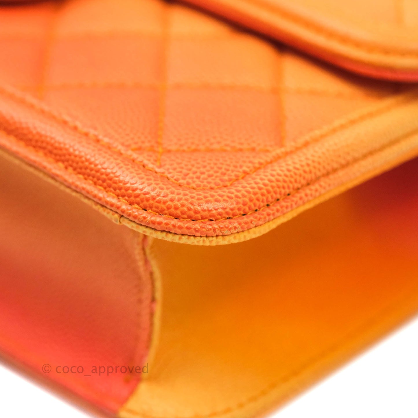 Chanel Quilted Sunset On The Sea Orange Flap Bag Caviar Aged Gold Hardware
