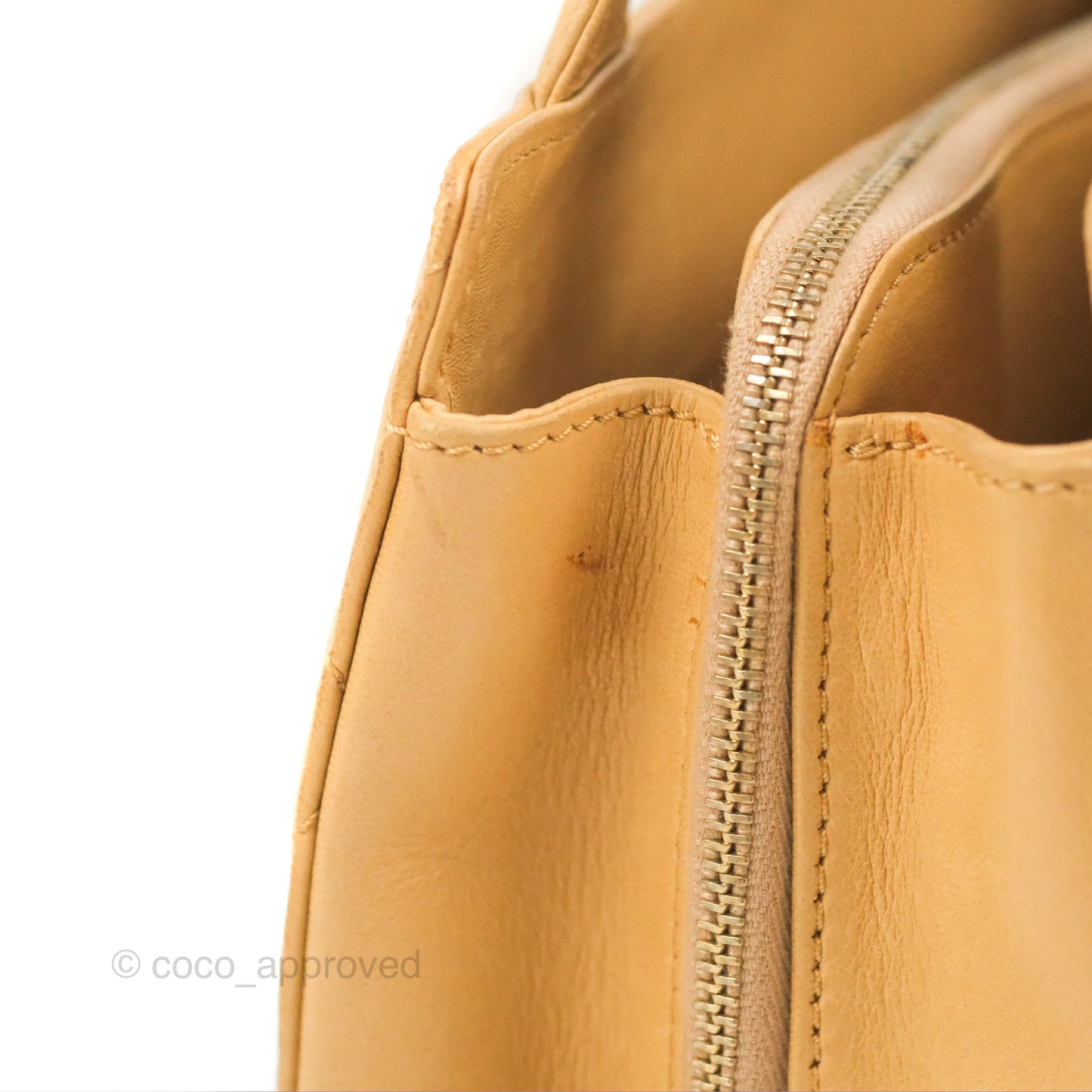Chanel Vintage Small Top Handle Tote Quilted Beige Lambskin