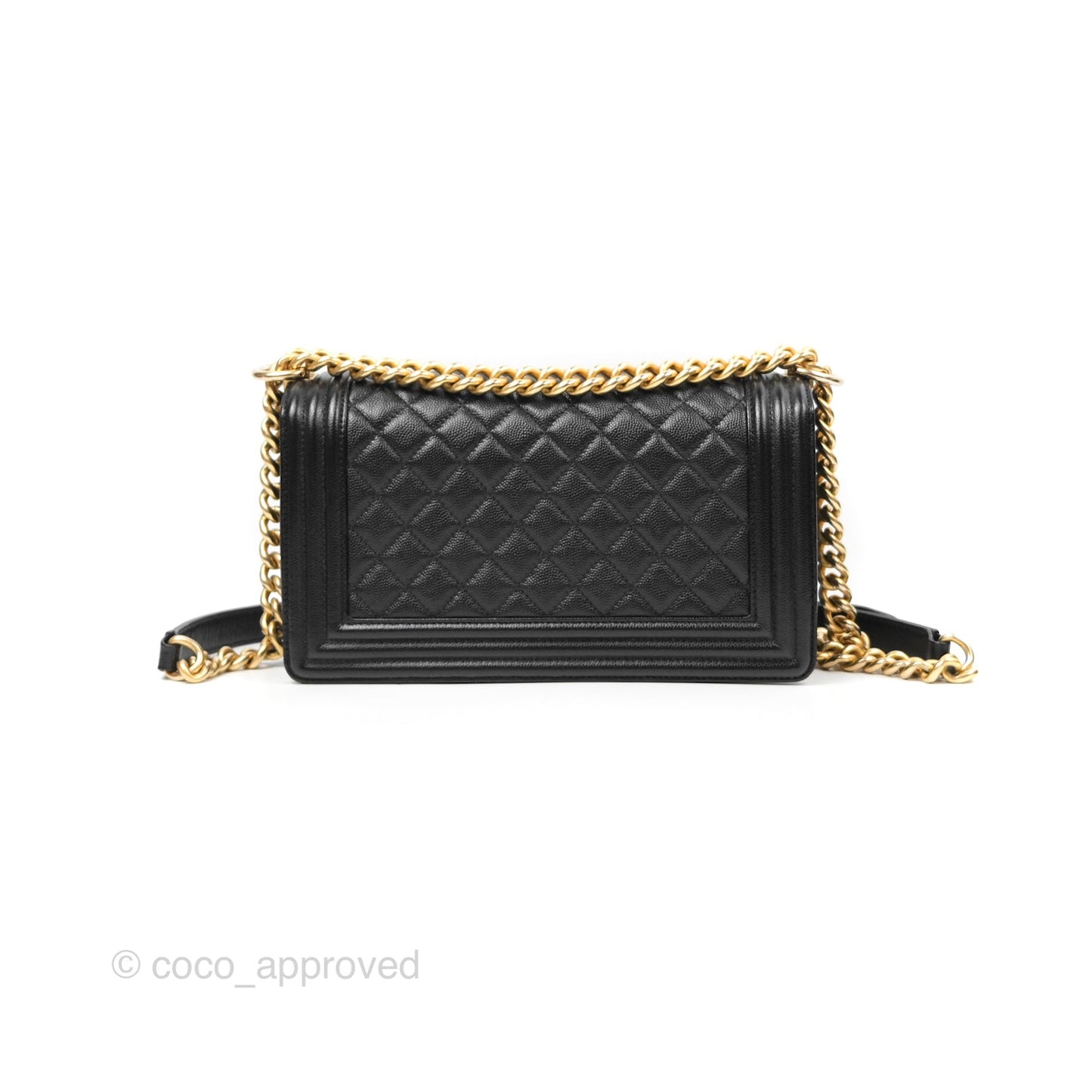 Chanel Quilted Medium Boy Black Caviar Aged Gold Hardware