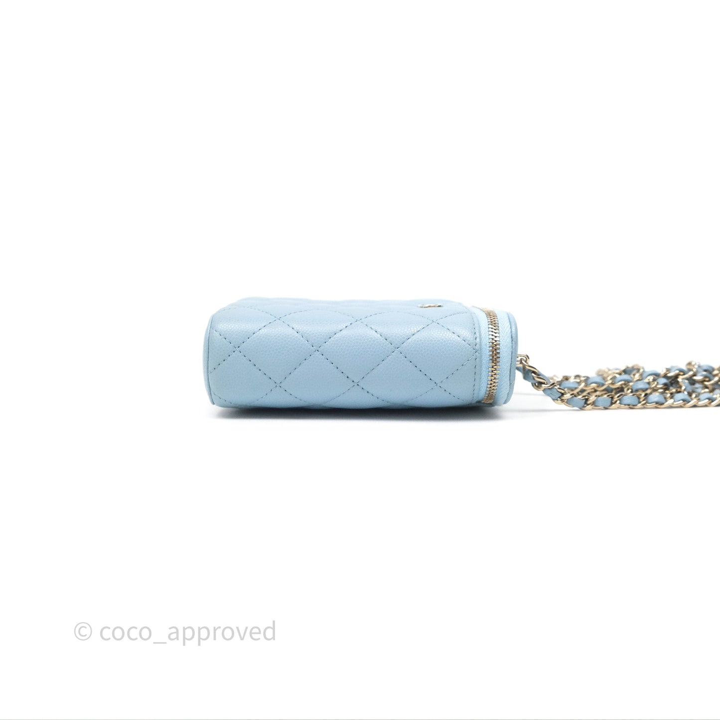 Chanel Classic Mini Vanity With Chain Light Blue Caviar Gold Hardware